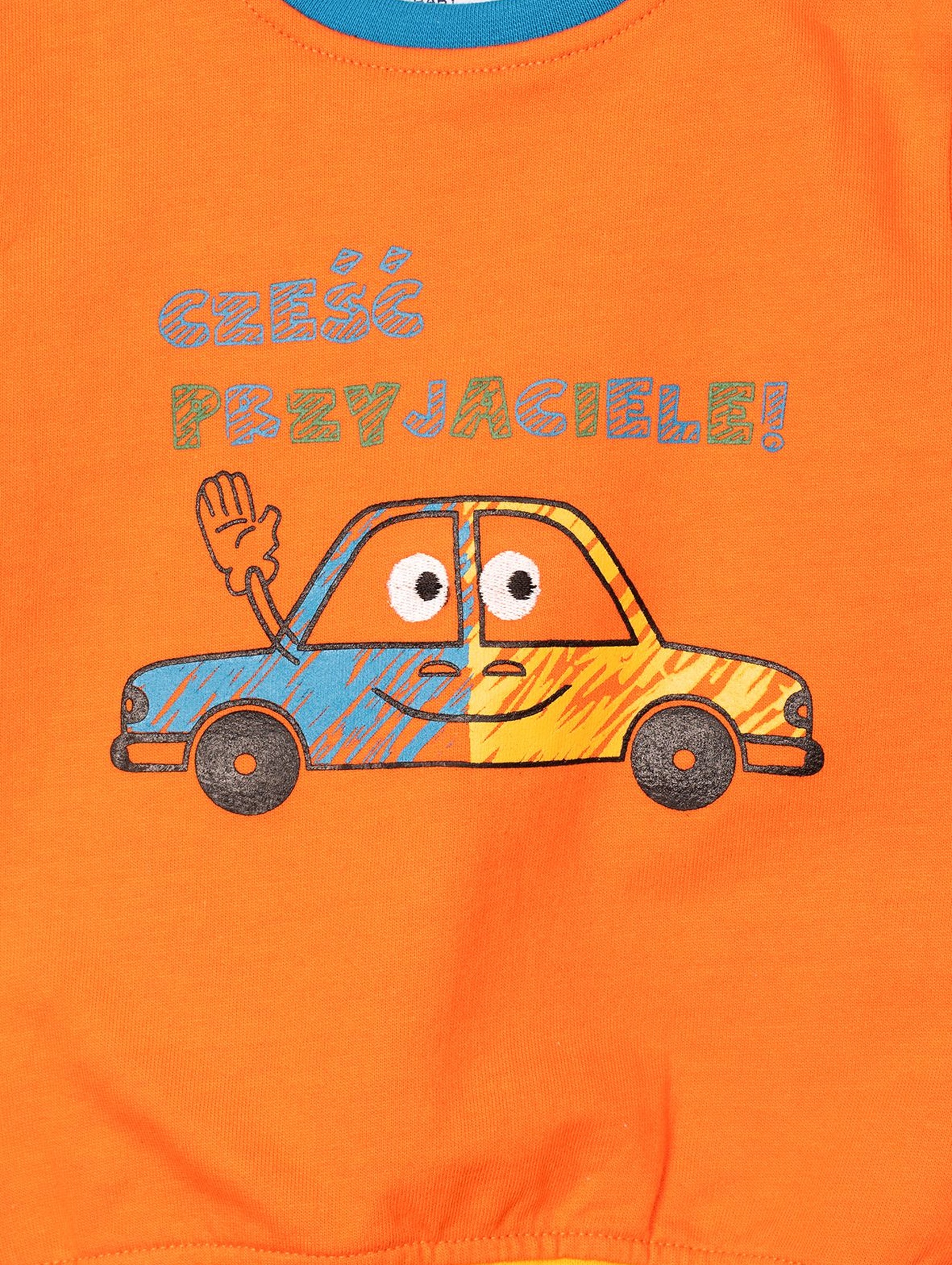 Bluza niemowlęca pomarańczowa z samochodzikiem