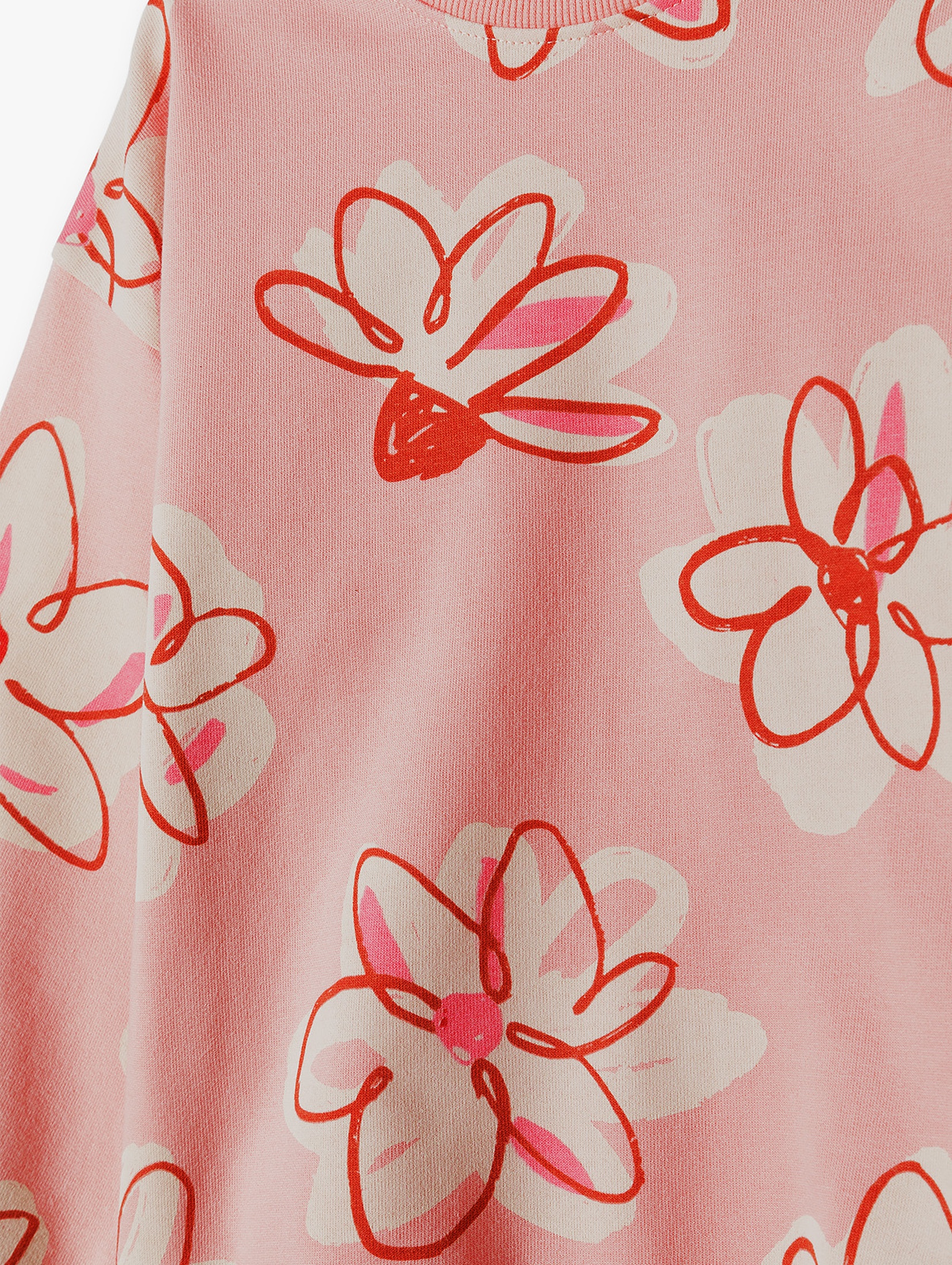 Bluza dresowa dziewczęca - różowa w kwiatki