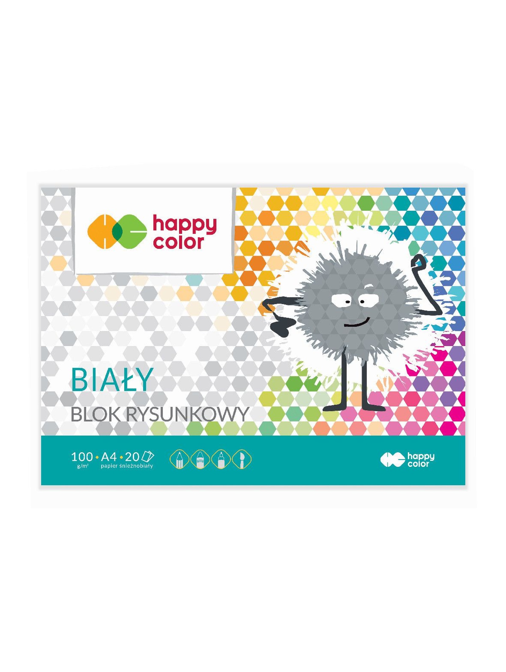 Blok rysunkowy biały Happy Color ,100g, A4 - 20 arkuszy