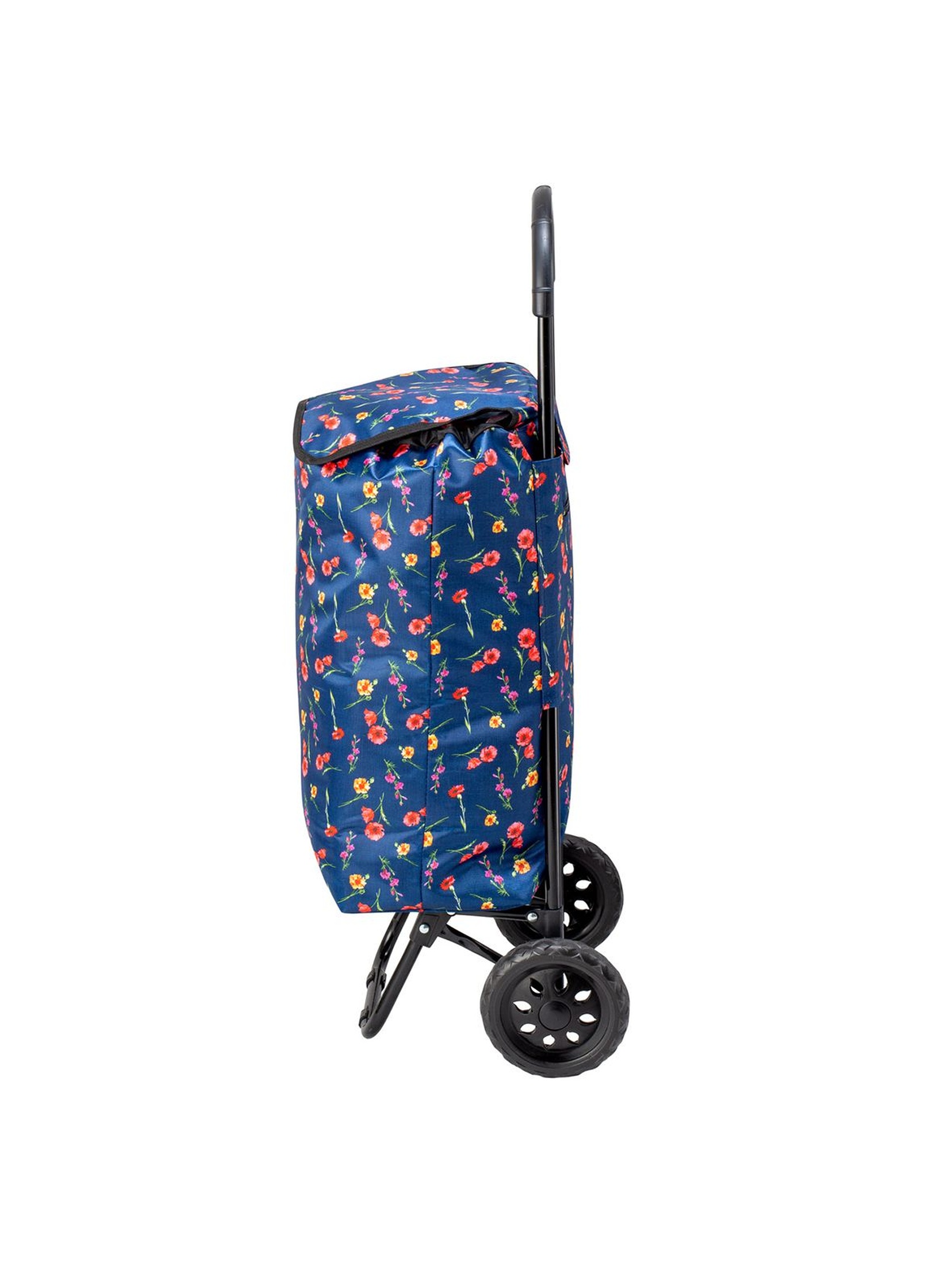 Wózek/torba na zakupy na kołach granatowa w kwiaty