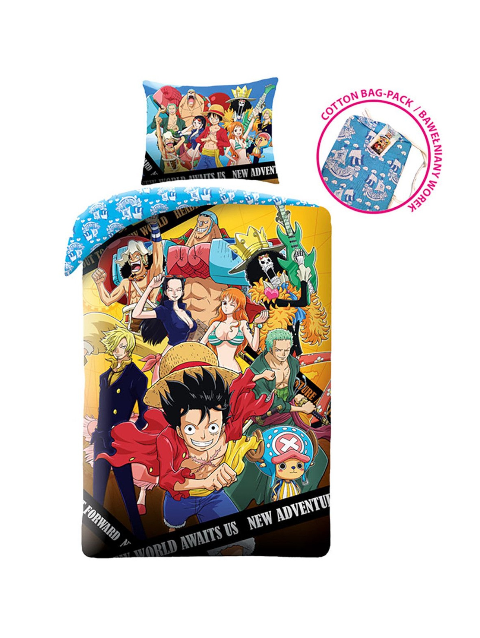 Bawełniana pościel dla dziecka One Piece-zapakowana w bawełniany worek 140 x 200 cm+70 x 90 cm