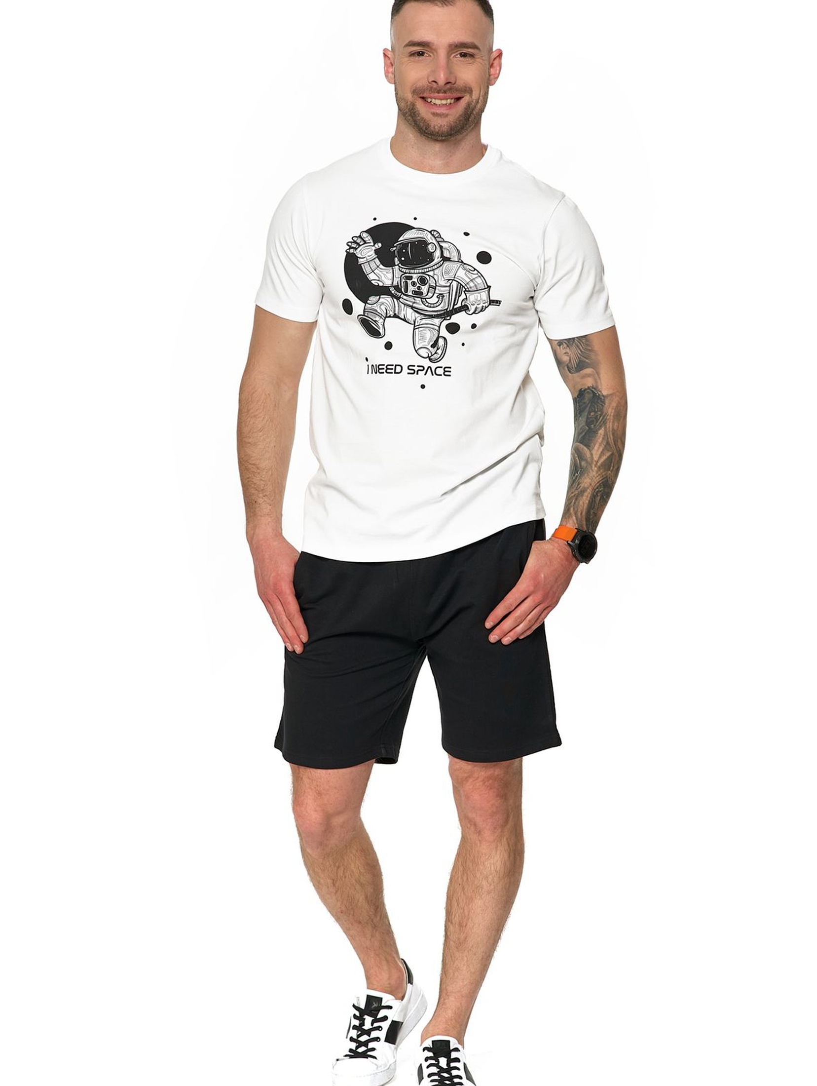 T-shirt męski bawełniany biały - Ineed Space