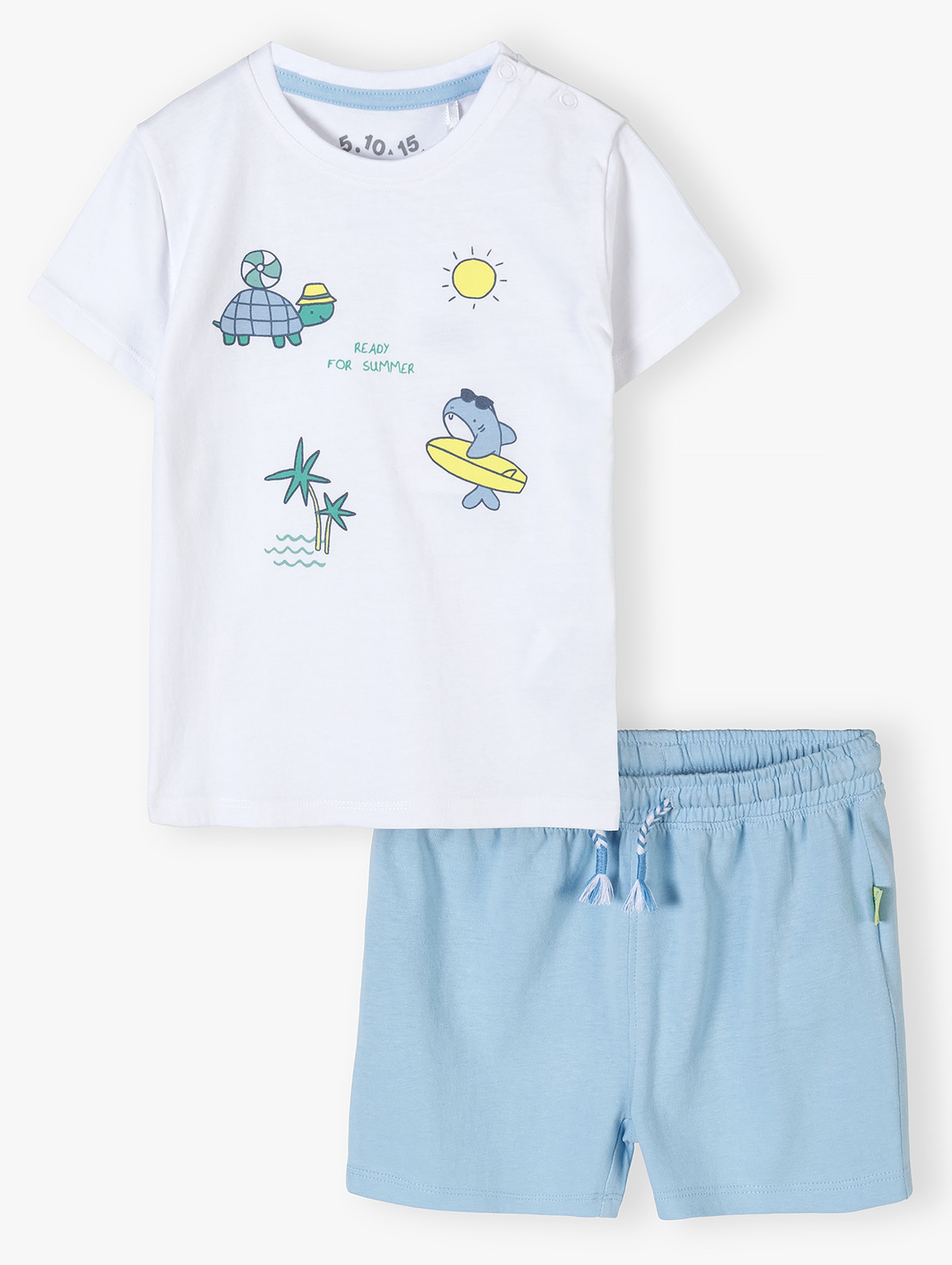 Bawełniany wakacyjny komplet niemowlęcy - t-shirt + szorty