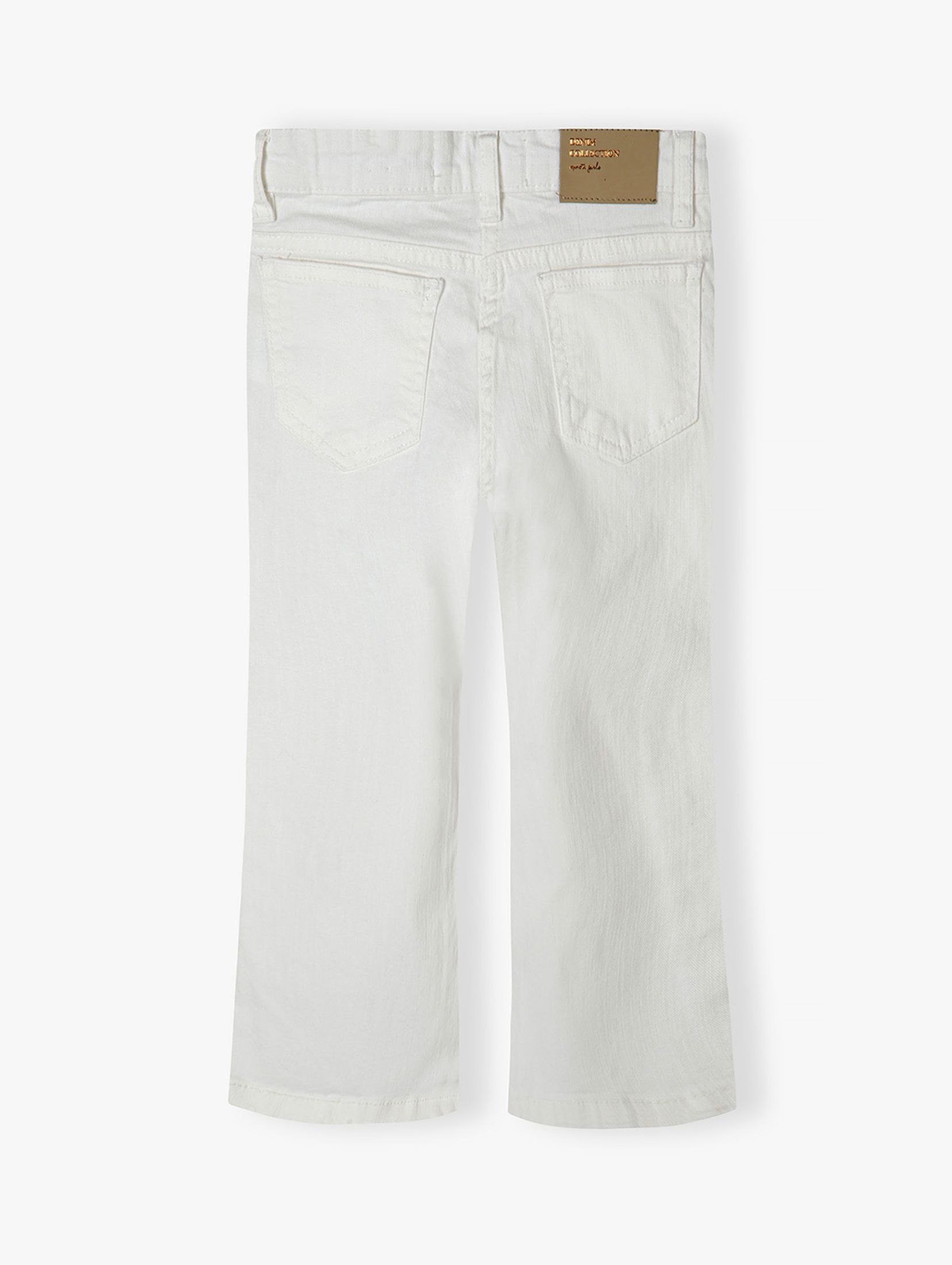 Białe spodnie jeansowe niemowlęce rozkloszowane