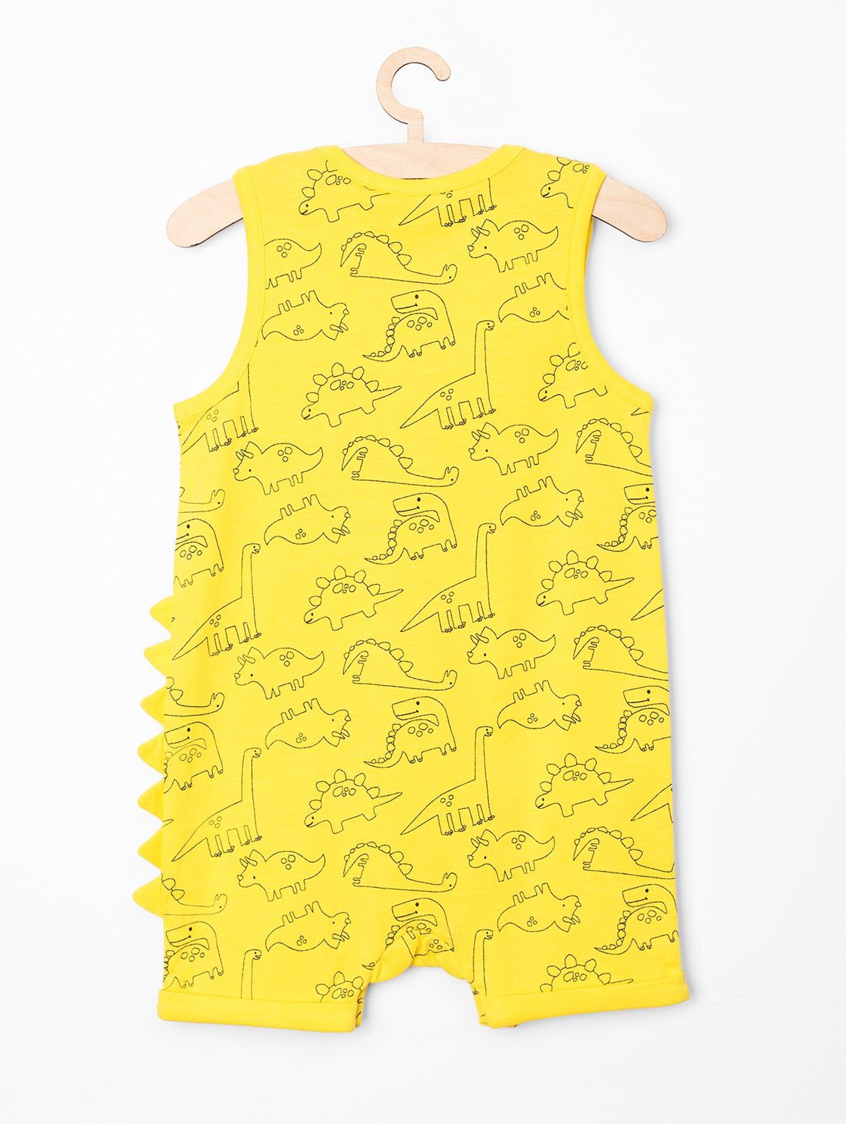 Rampers niemowlęcy- żółty w dinozaury