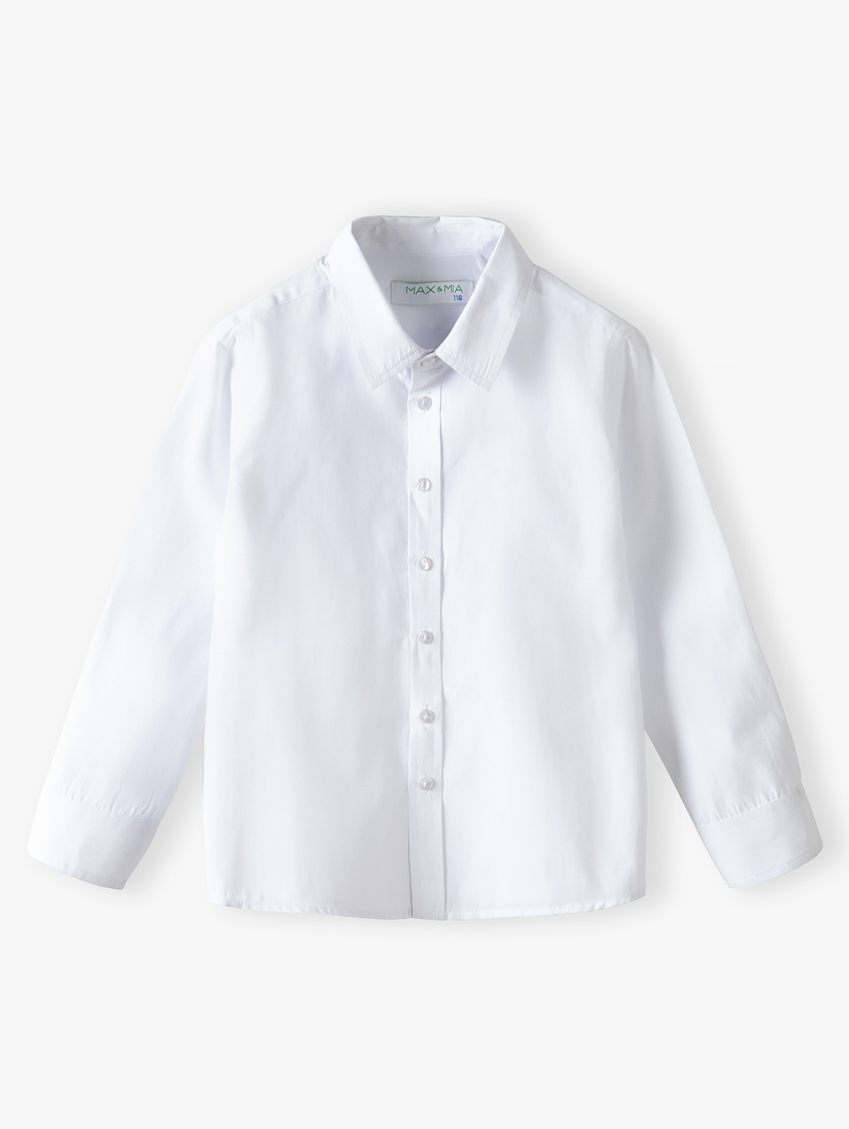 Elegancka biała koszula dla chłopca z długim rękawem regular