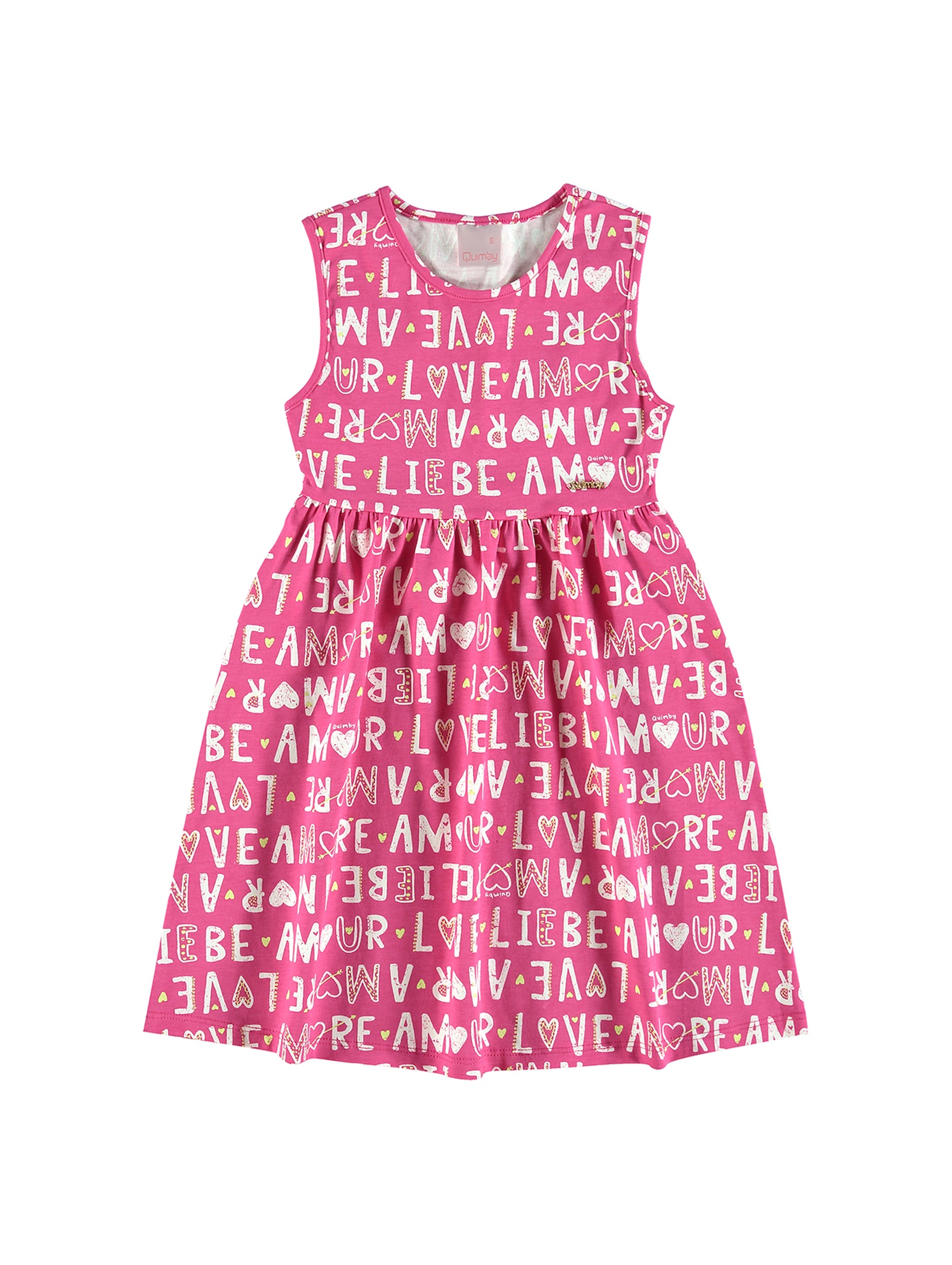 Różowa sukienka dziewczęca w napisy