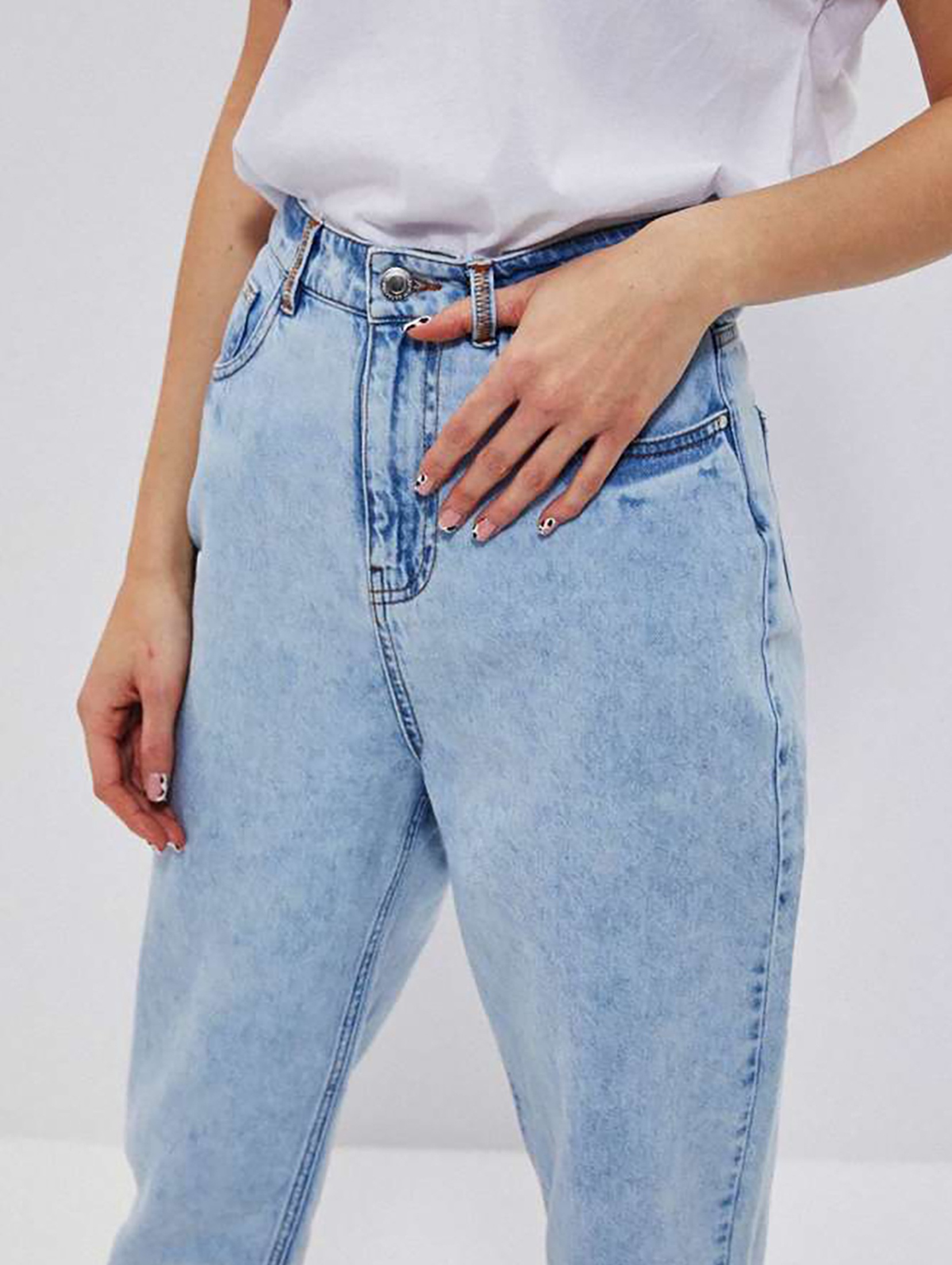 Bawełniane spodnie jeansowe damskie niebieskie