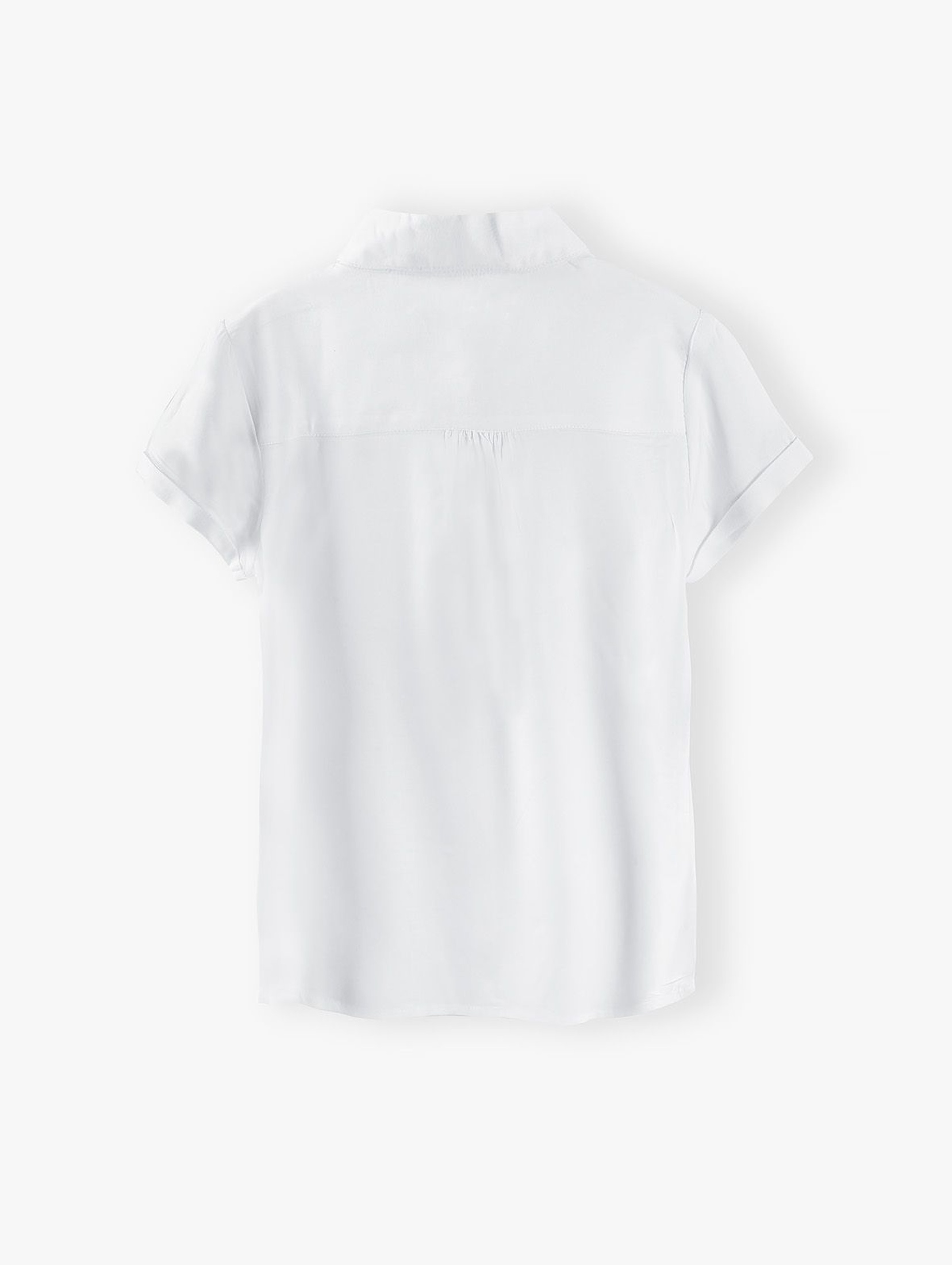 Biała koszula z krótkim rękawem i ozdobną kokardką dla dziewczynki