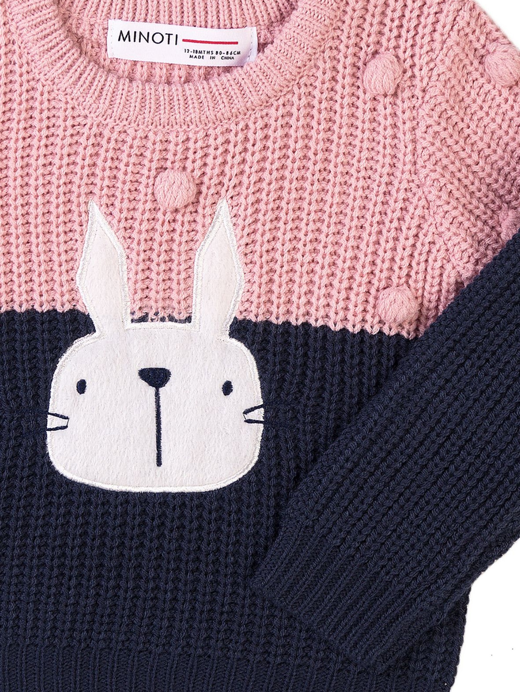 Sweter dziewczęcy akrylowy z króliczkiem