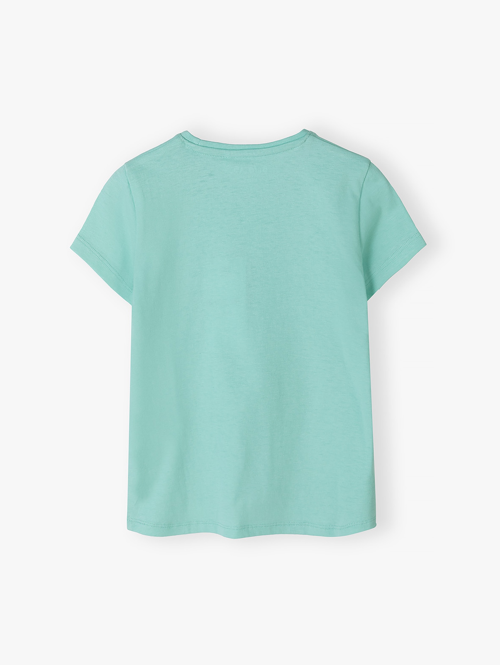 Zielony t-shirt bawełniany dla dziewczynki z serduszkiem