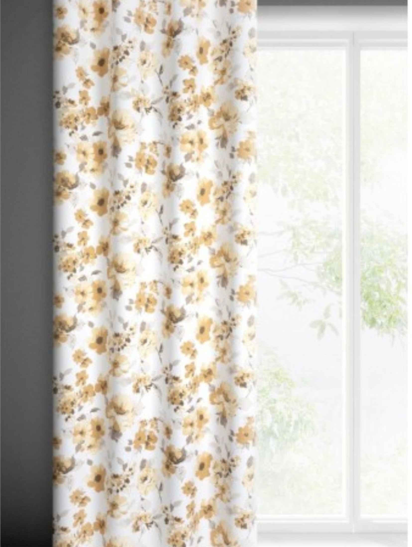 Zasłona zaciemniająca caren 140x250cm - biała w kwiaty