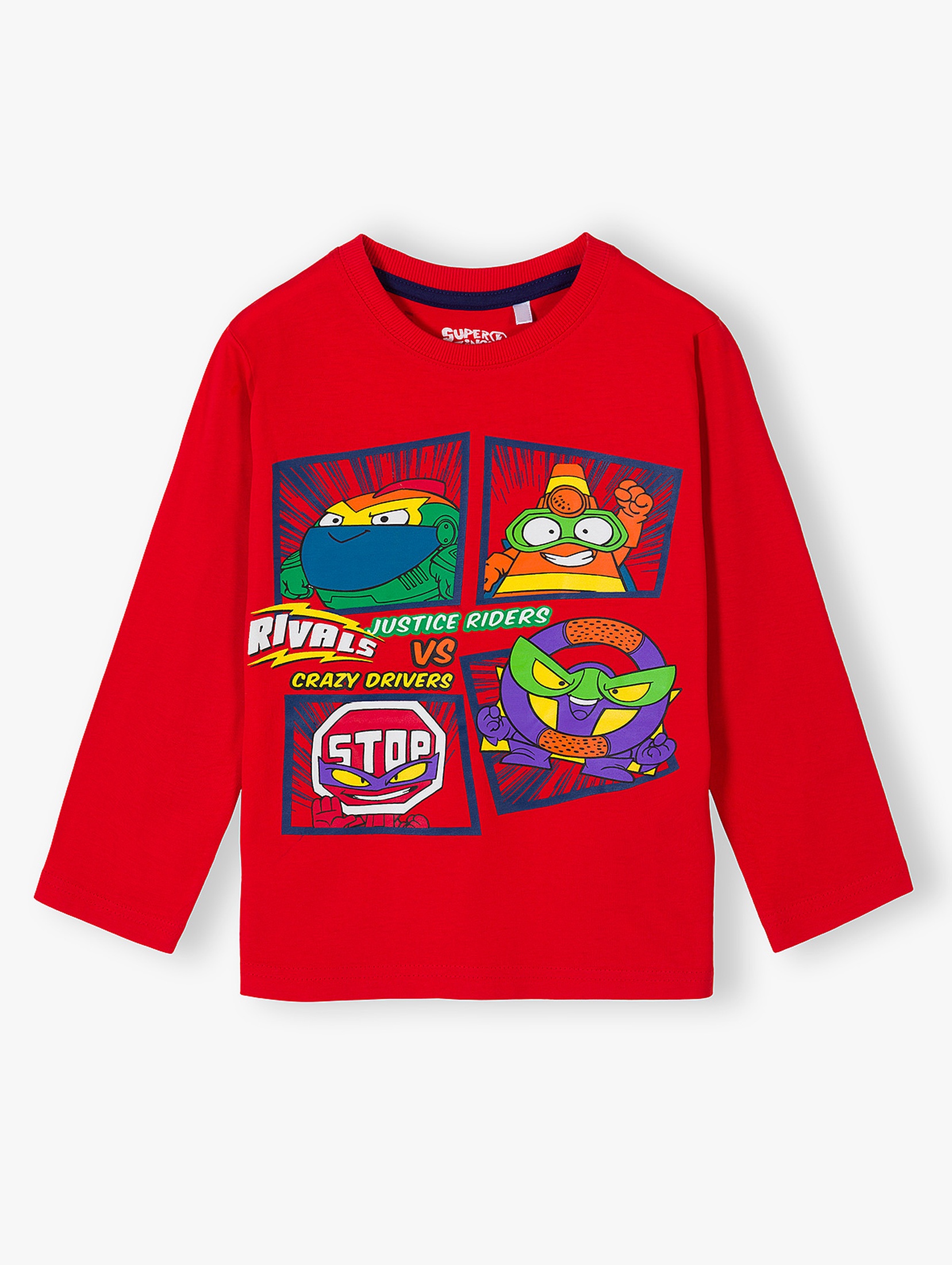 Czerwona bluzka bawełniana chłopięca Super Zings