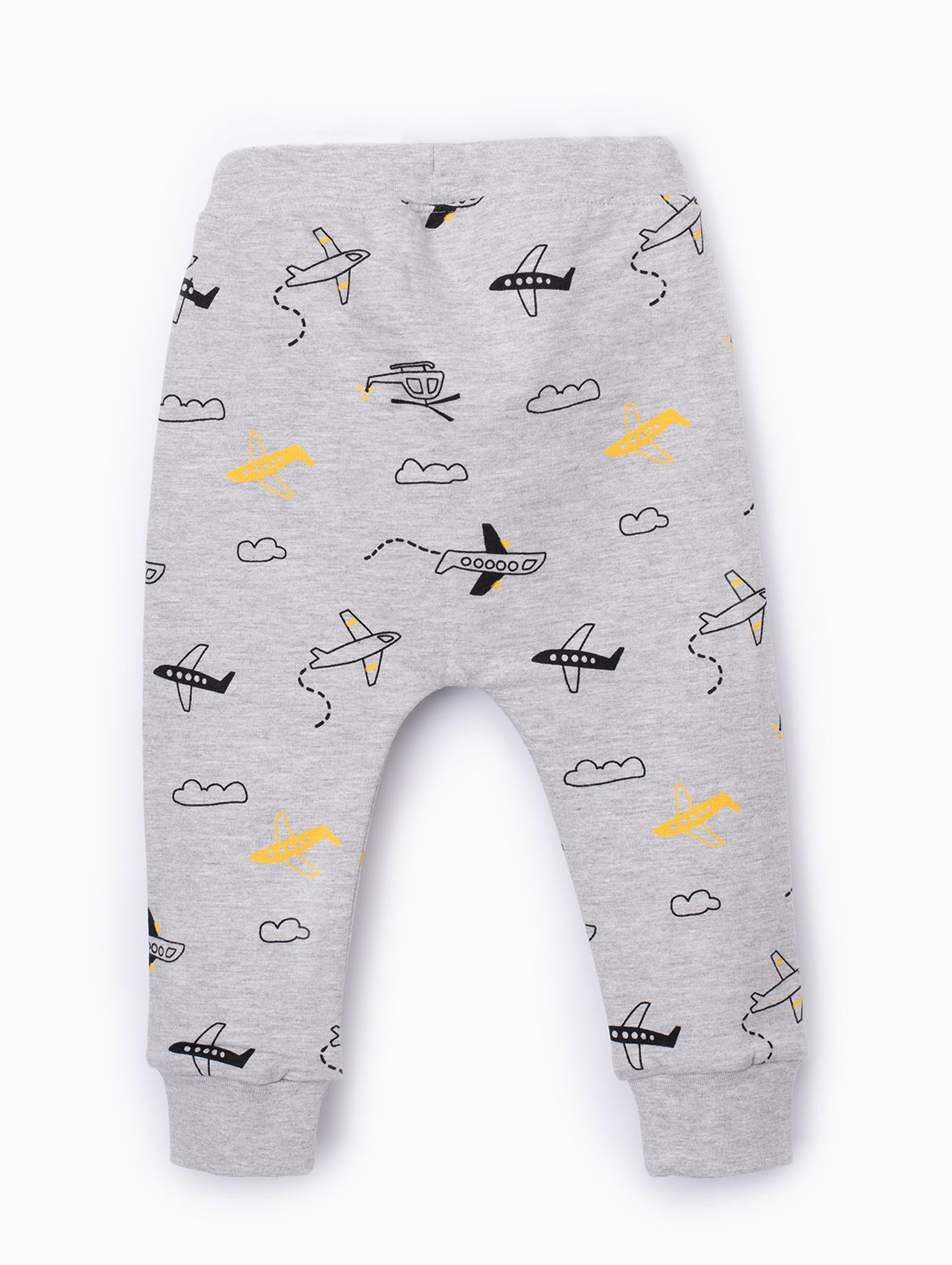 Szare spodnie dresowe niemowlęce w samolociki