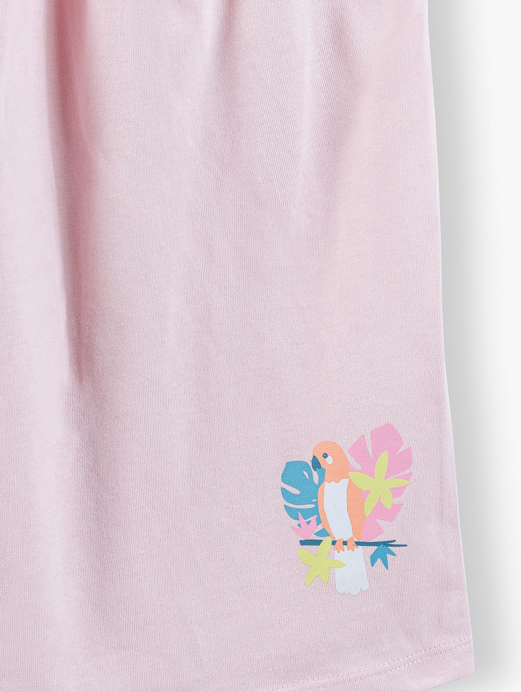 Bluzka dziewczęca na ramiączka z papugą - różowa