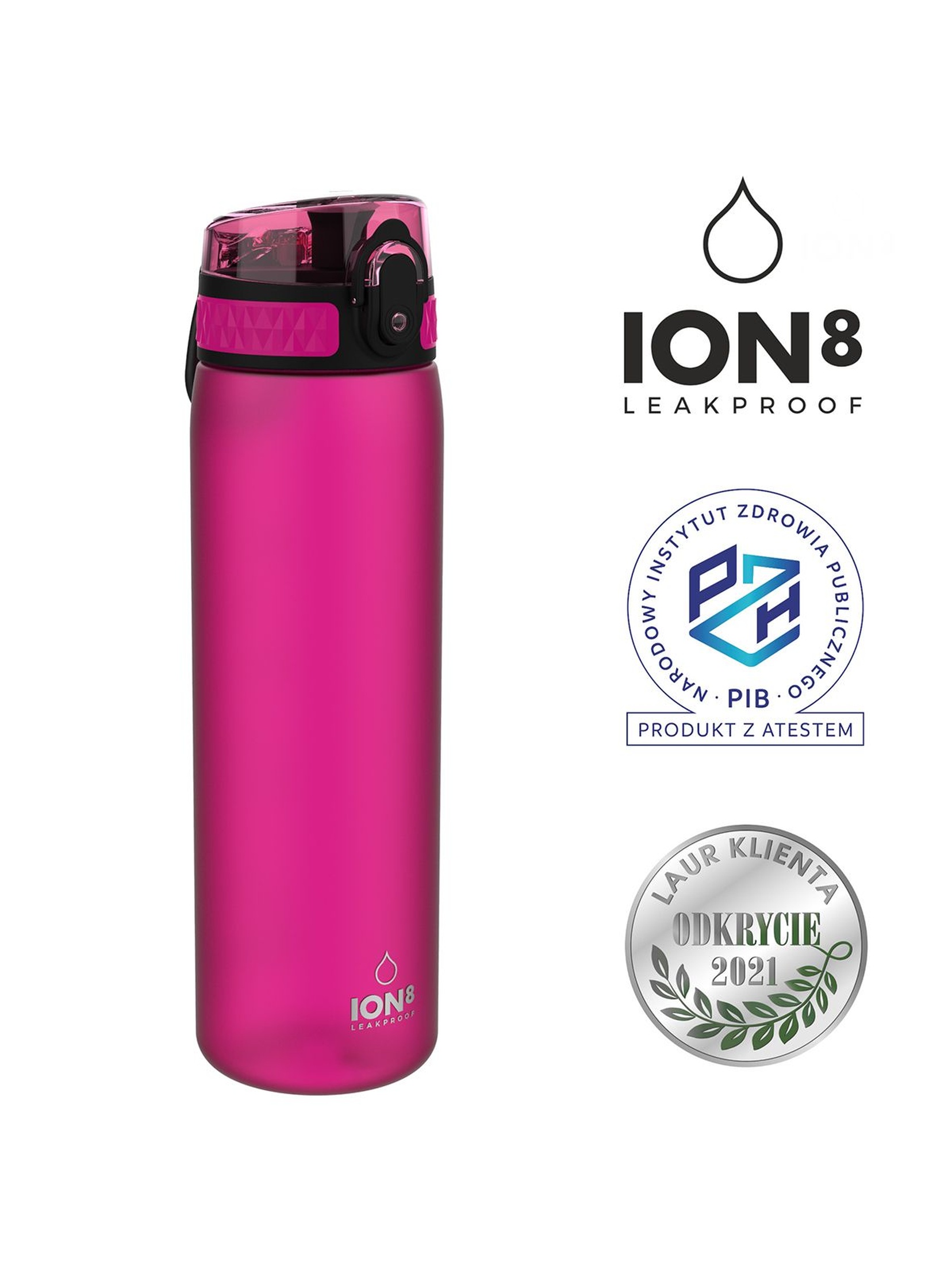 Oryginalna butelka na wodę ION8 różowa 0,5l