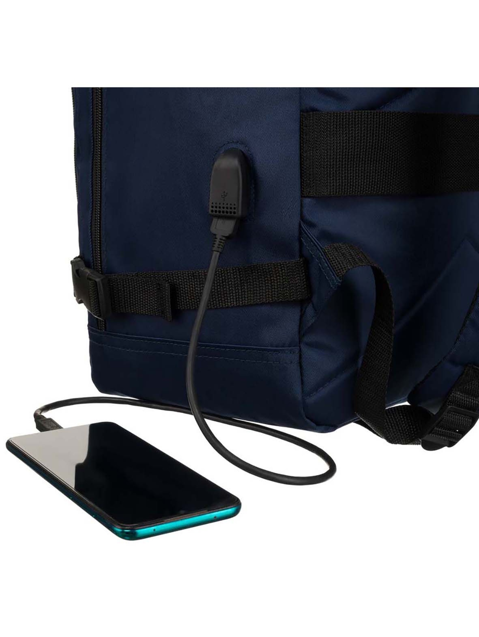 Pojemny, podróżny różowy plecak kabinowy z portem USB - Peterson