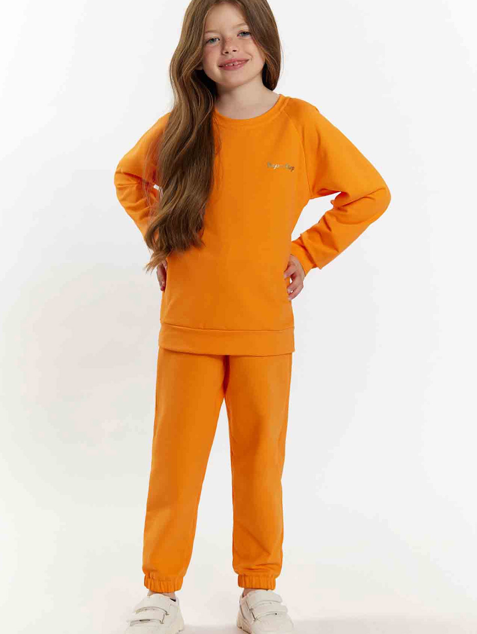 Komplet dresowy dziewczęcy pomarańczowy