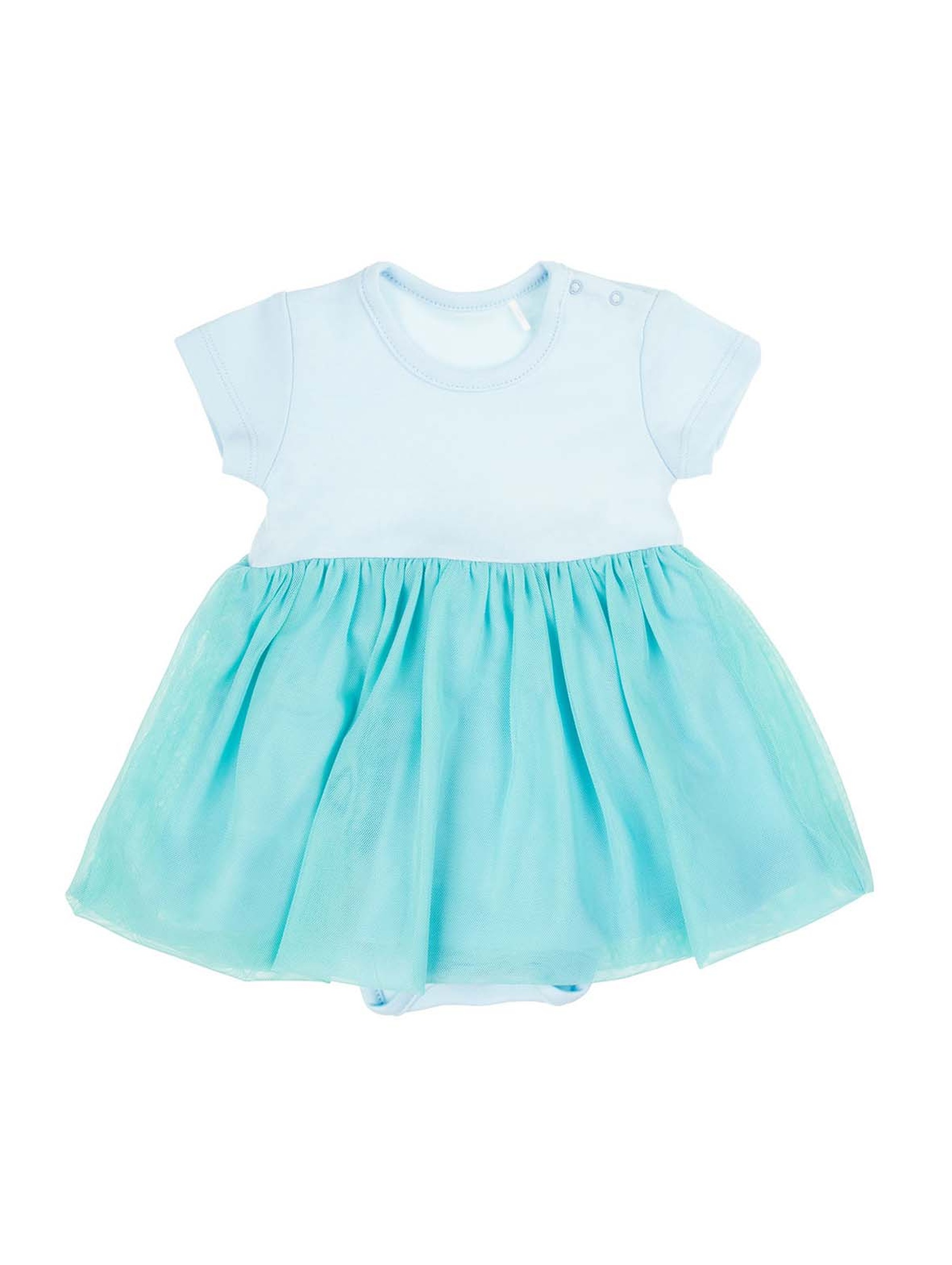 Miętowe sukienko-body niemowlęce z krótkim rękawem