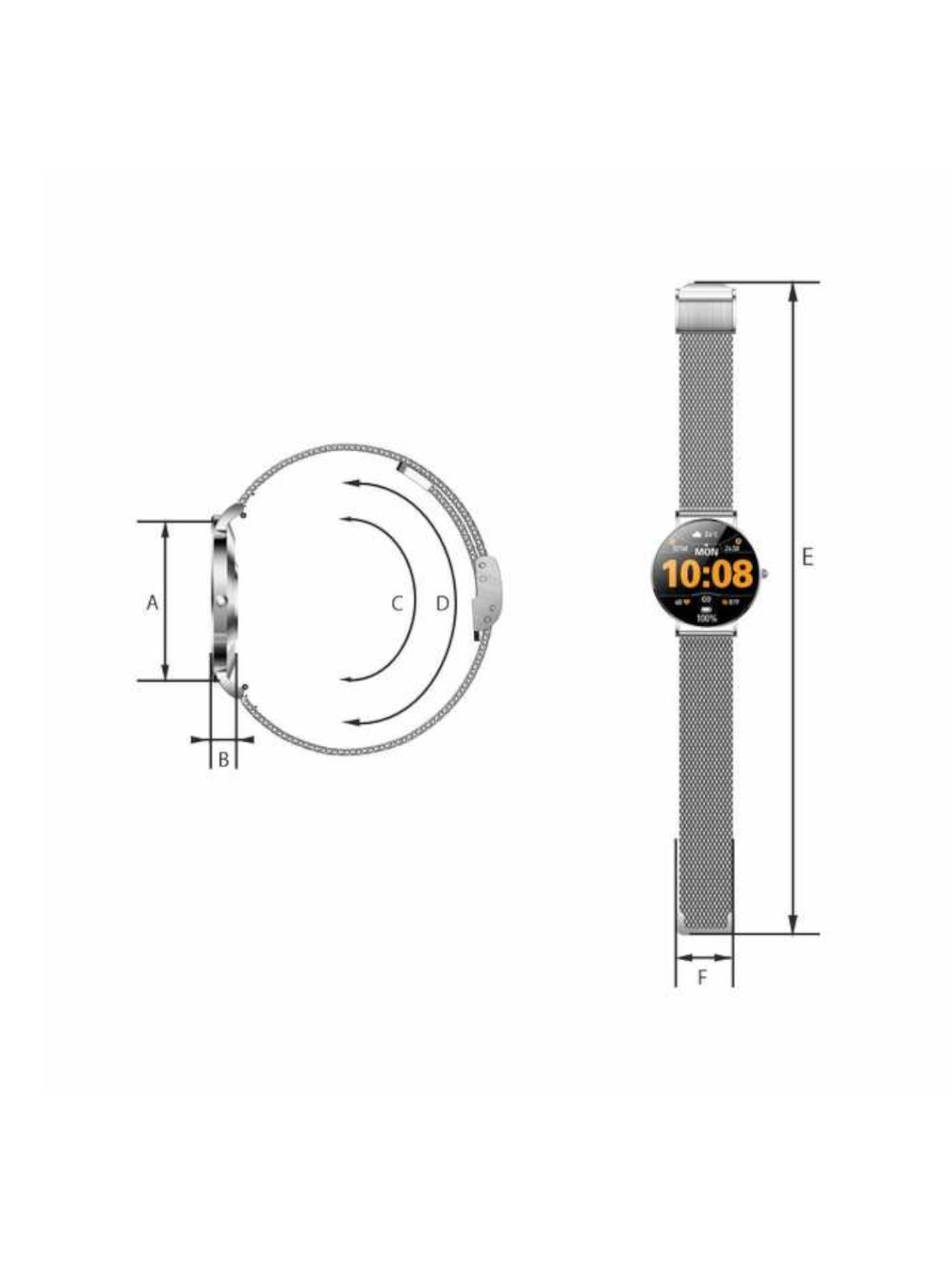 Smartwatch zegarek damski Manta Alexa - srebrny + czarny pasek