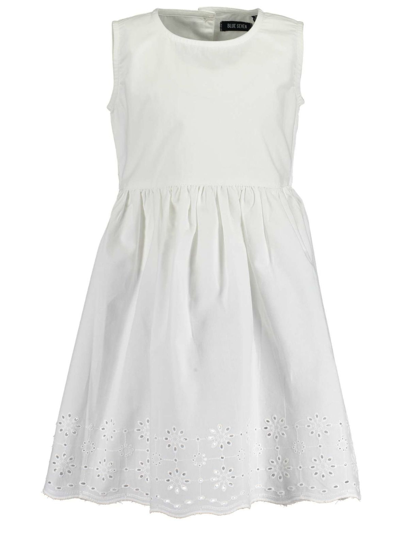 Sukienka dziewczęca na lato - biała z haftowanym dołem