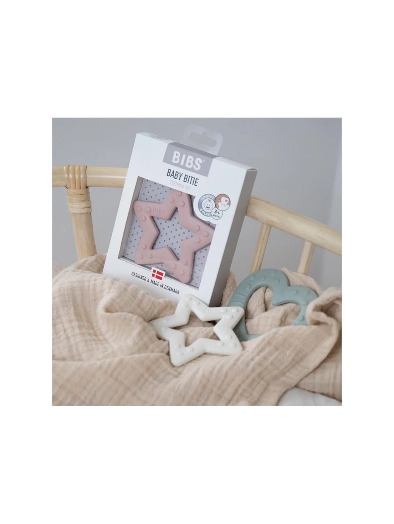 BIBS Baby Bitie STAR Blush gryzak dla niemowlaka - beżowy 6msc+