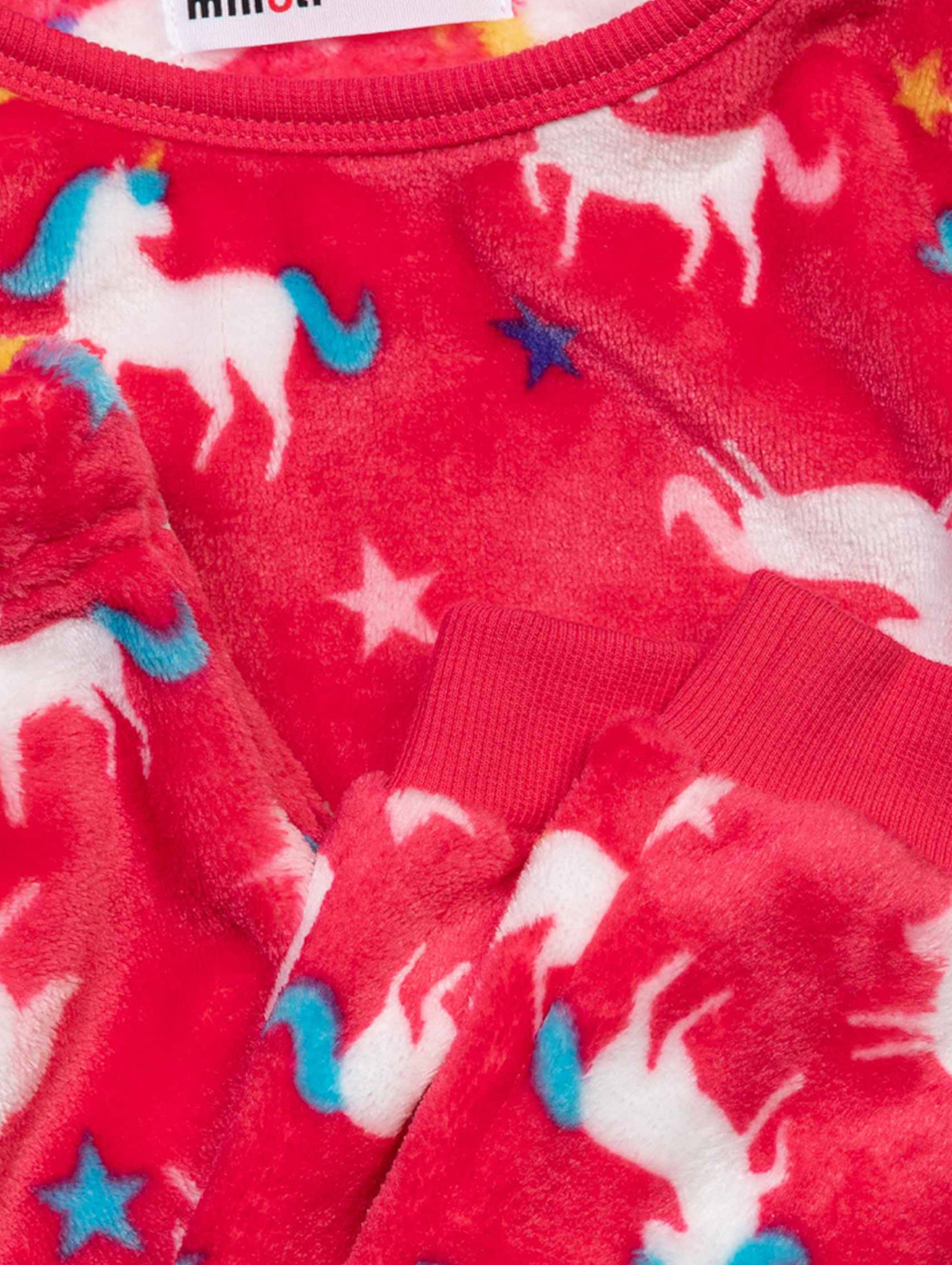Piżama dziewczęca z długim rękawem czerwona w jednorożce