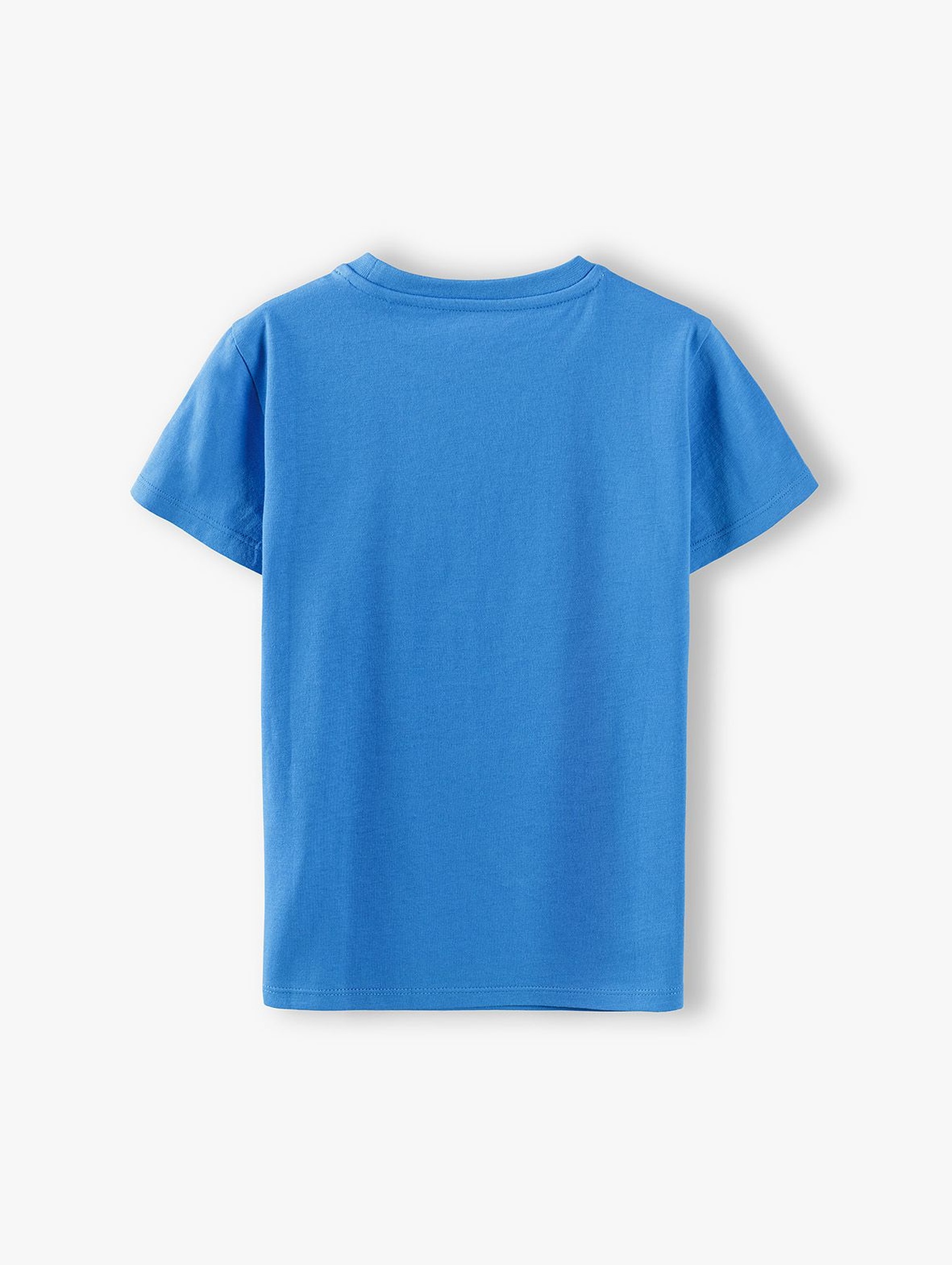 T-shirt chłopięcy niebieski z nadrukiem - 100% bawełna