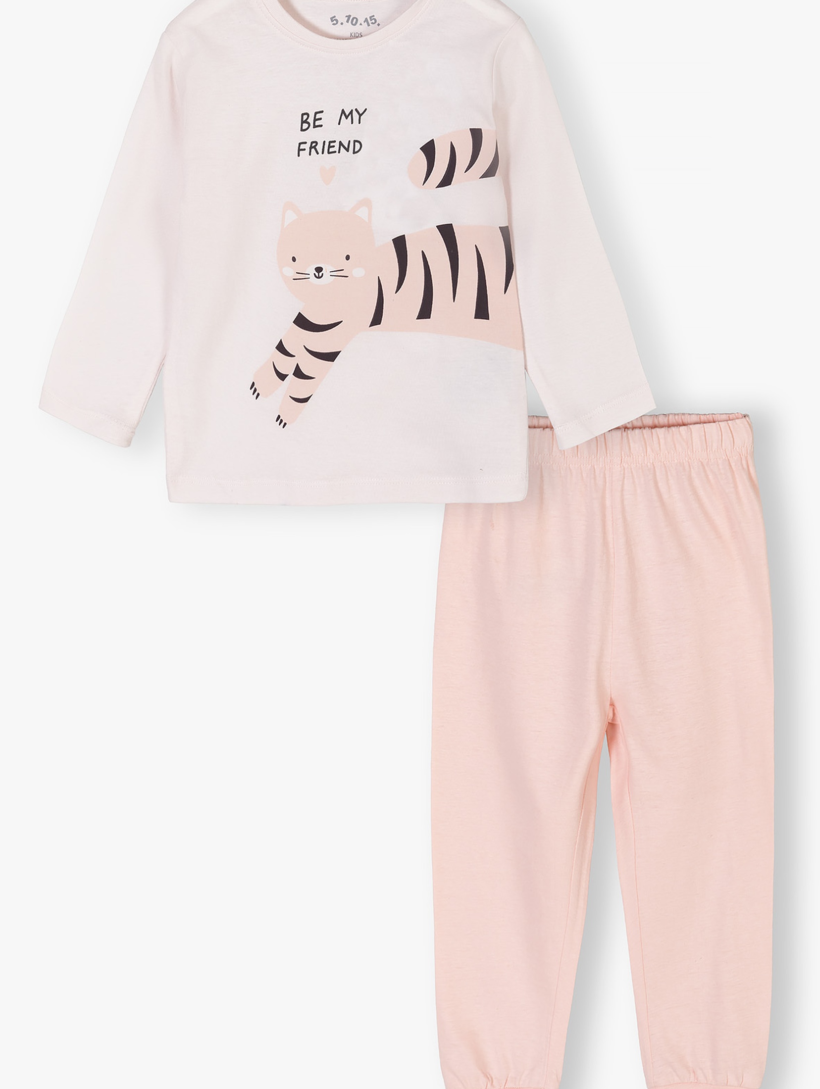 Piżama dla dziewczynki - różowa z kotem