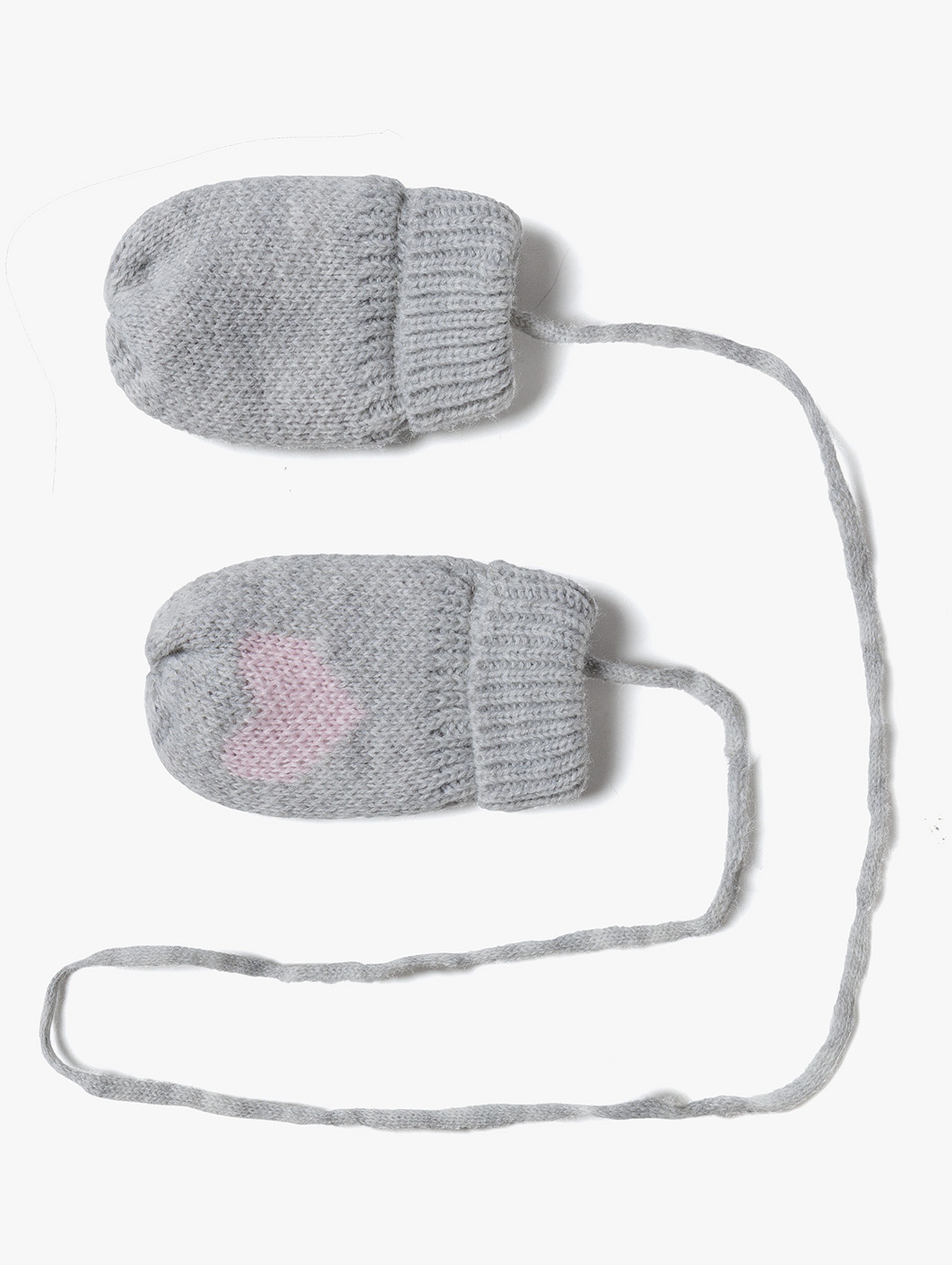 Rękawiczki niemowlęce w serduszka szare