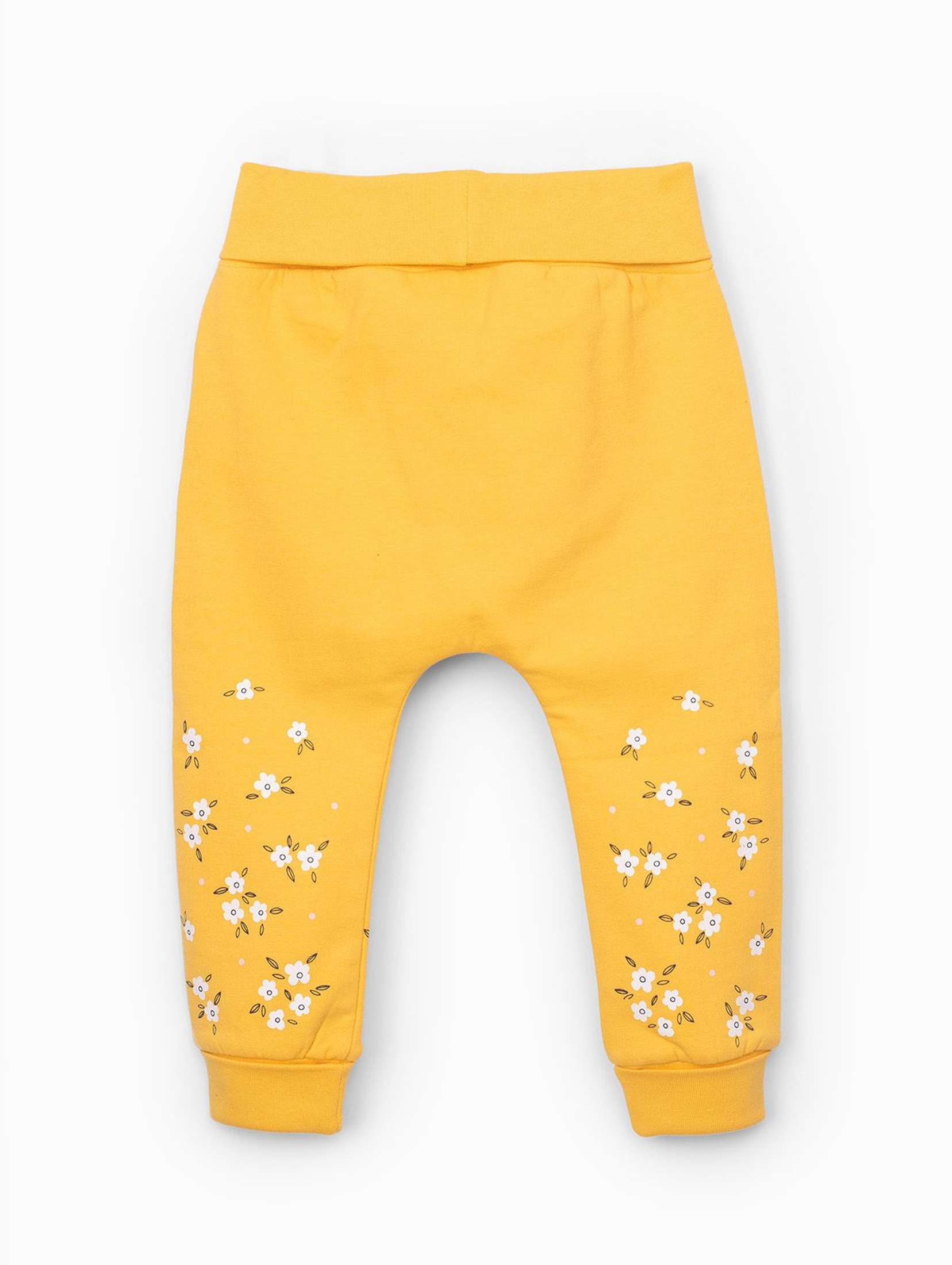 Spodnie dresowe z kwiatkami - żółte