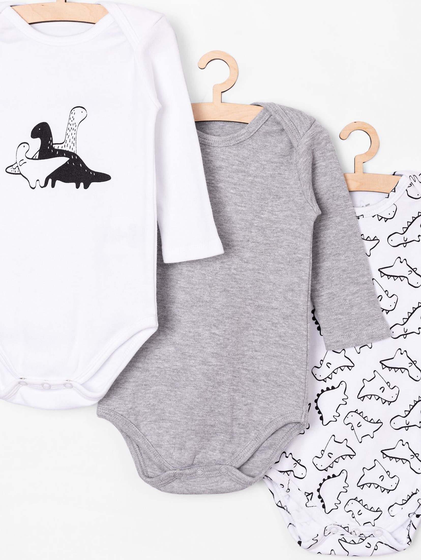 Body niemowlęce z dinozaurami - 100% bawełna 3 pak