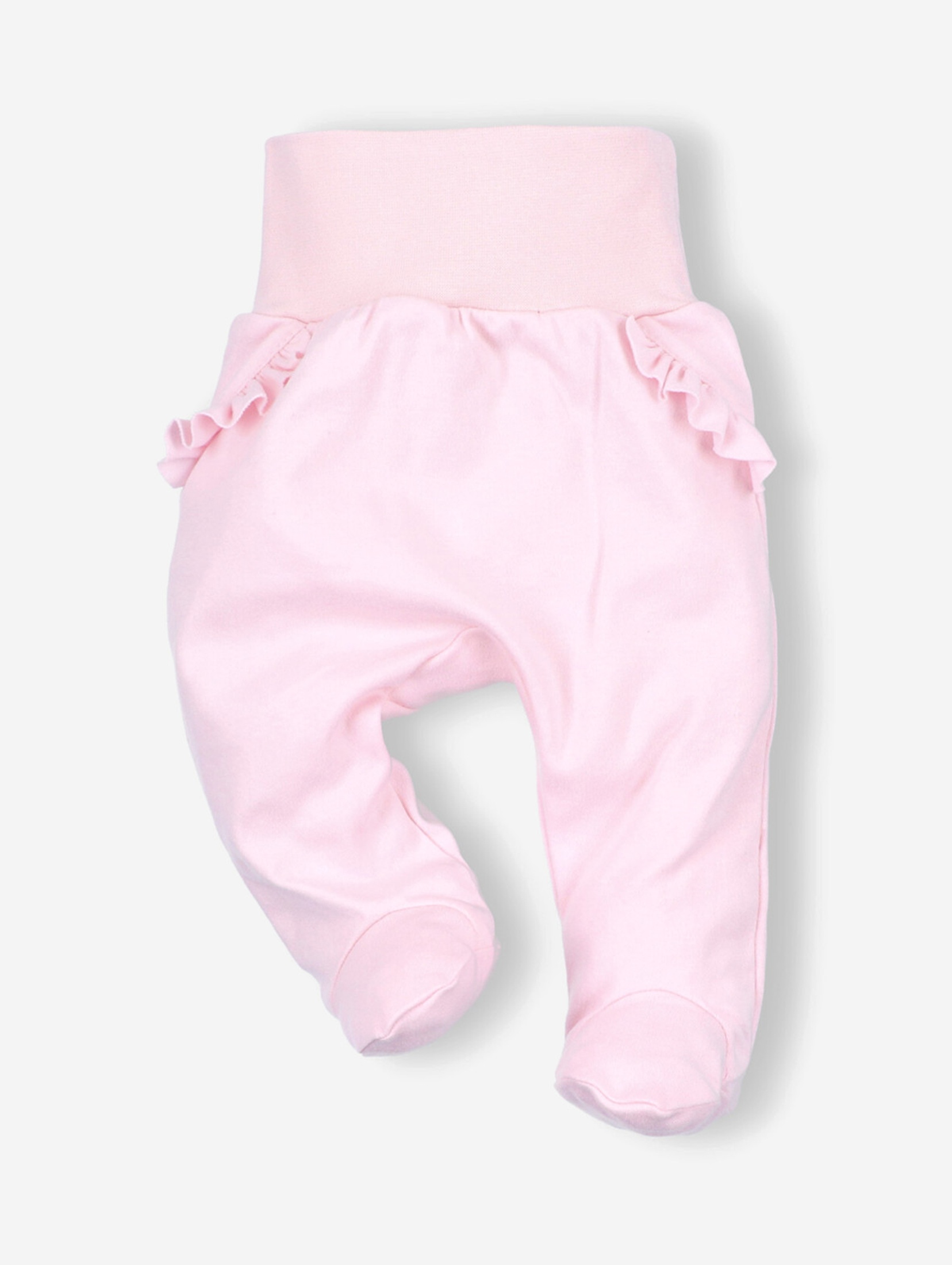 Półśpiochy niemowlęce z bawełny organicznej dla dziewczynki różowe