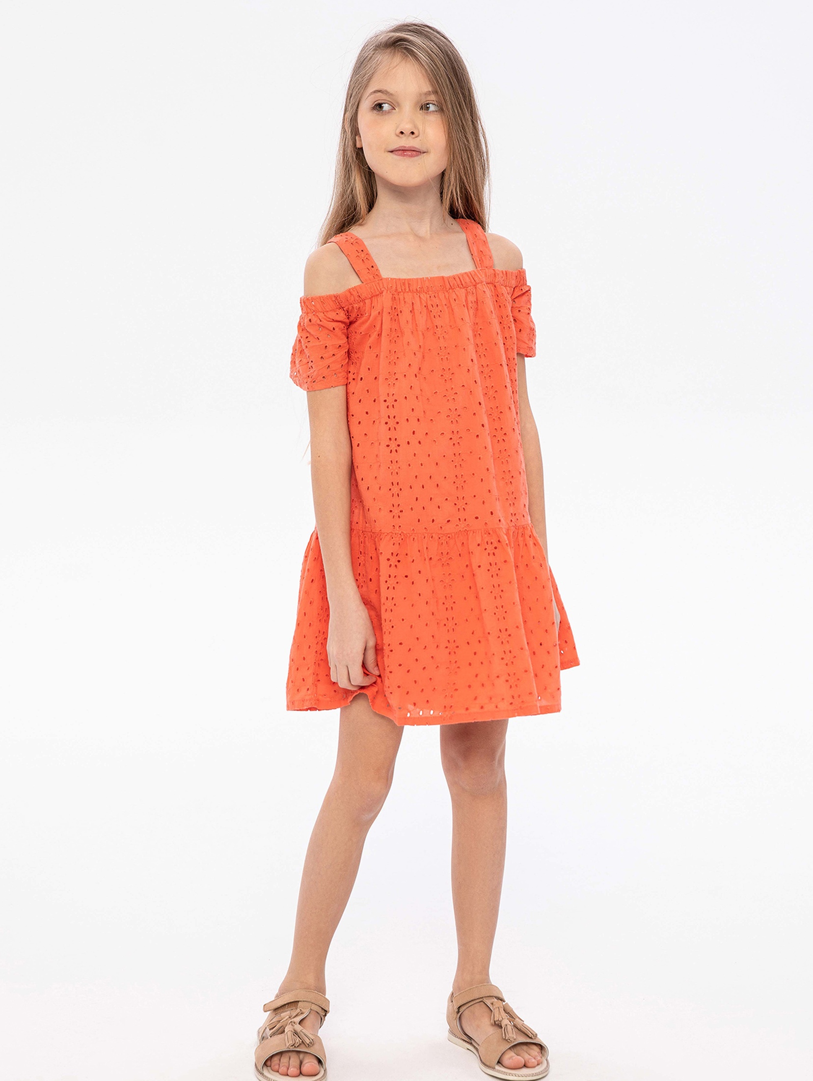 Sukienka dziewczęca haftowana  na lato z bawełny