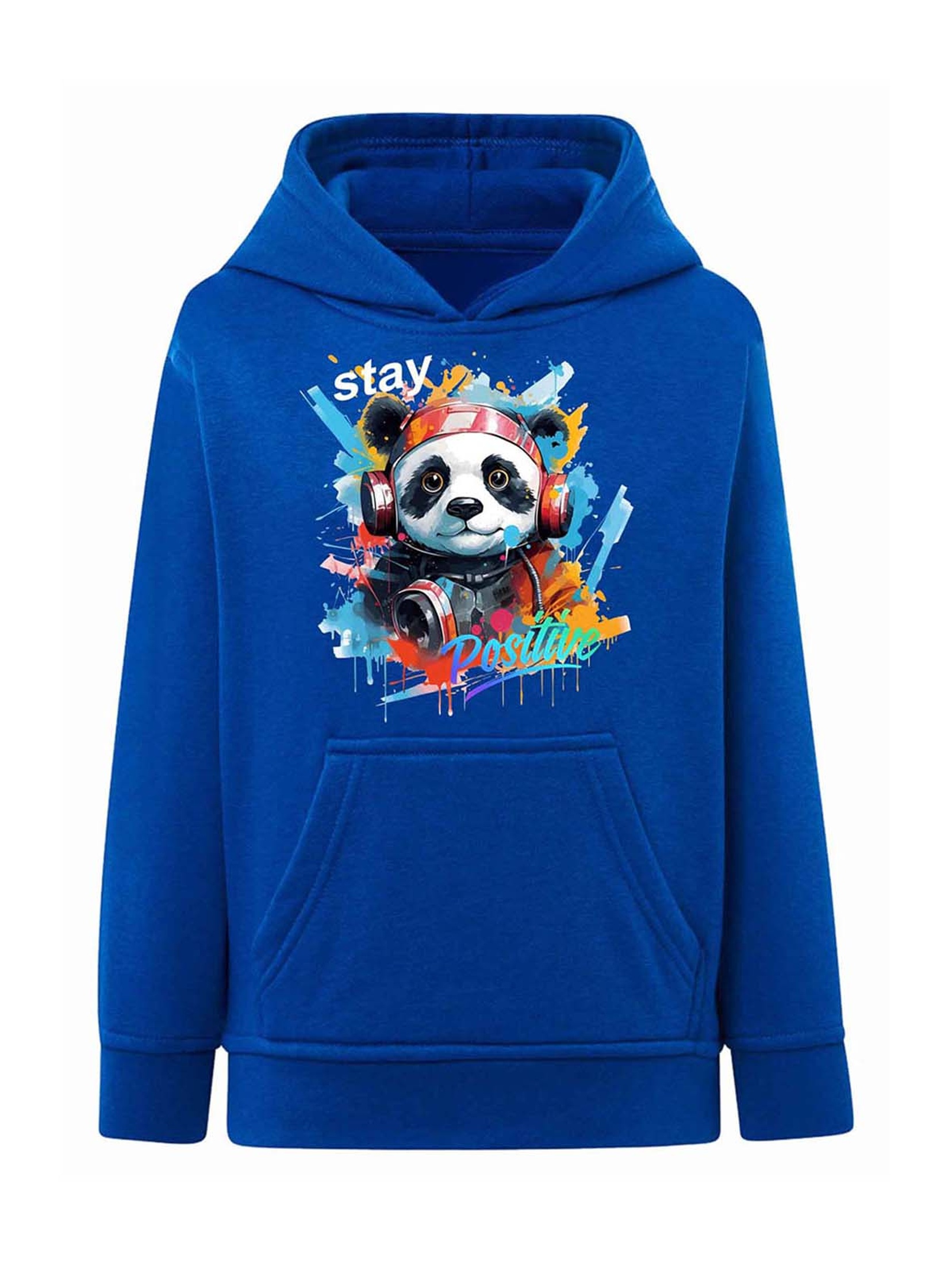 Niebieska chłopięca bluza kangurka z kapturem Panda