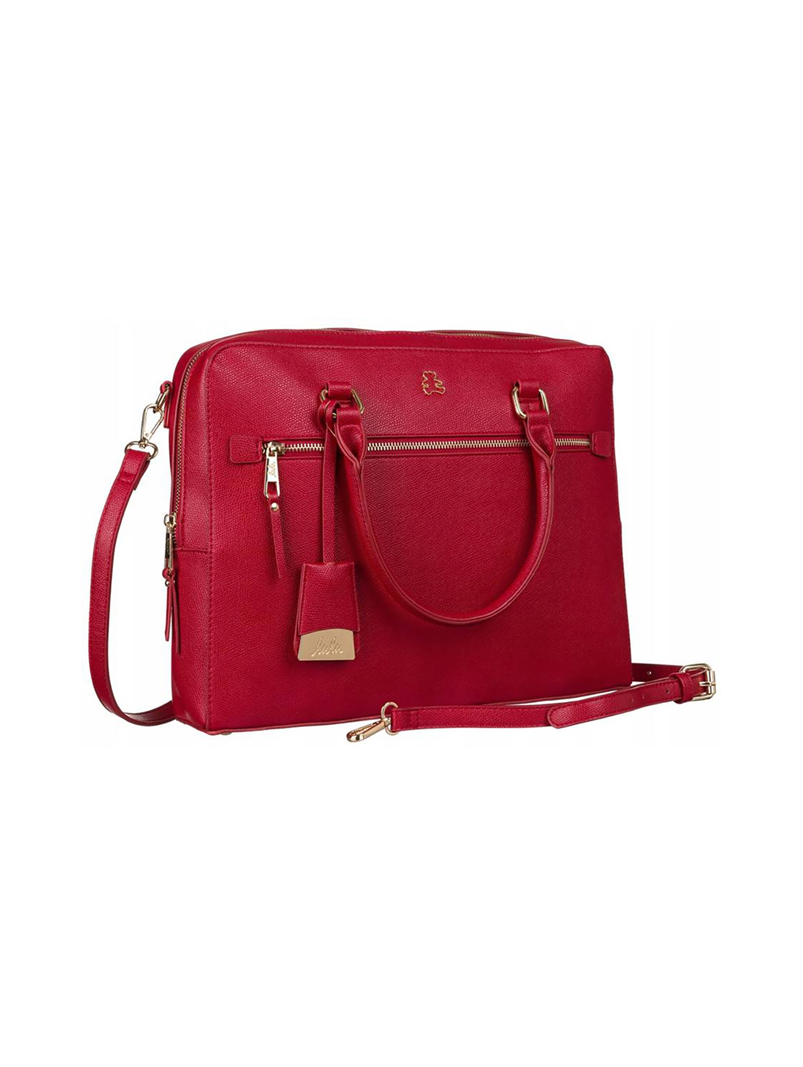 Biznesowa torba damska z przegródką na laptopa i uchwytem na walizkę — LuluCastagnette czerwona