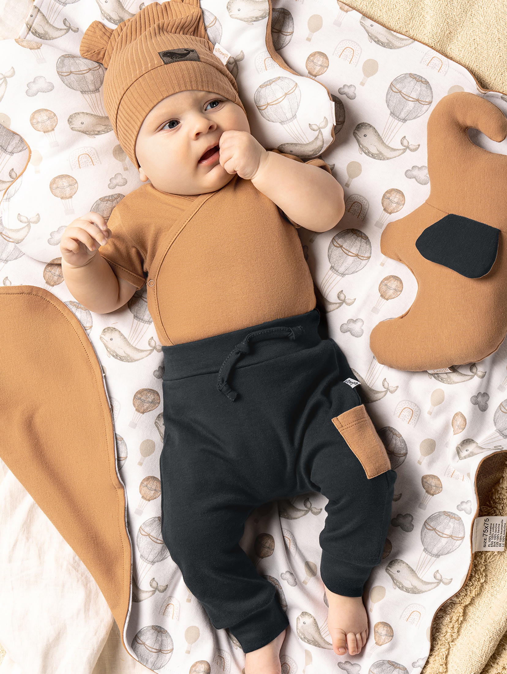 Ciemnoszare spodnie niemowlęce z bawełny