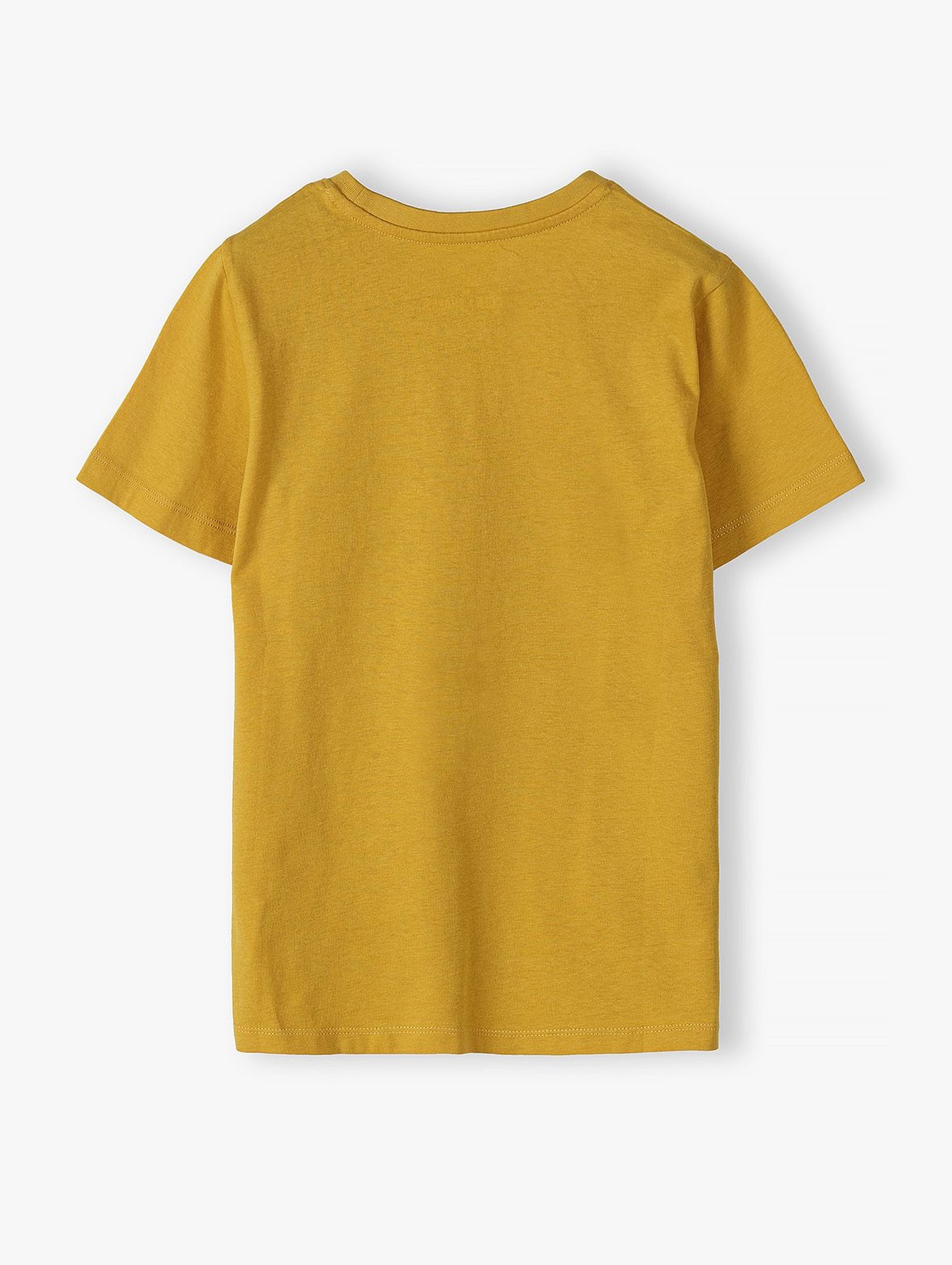 Bawełniany t-shirt chłopięcy w kolorze musztardowym