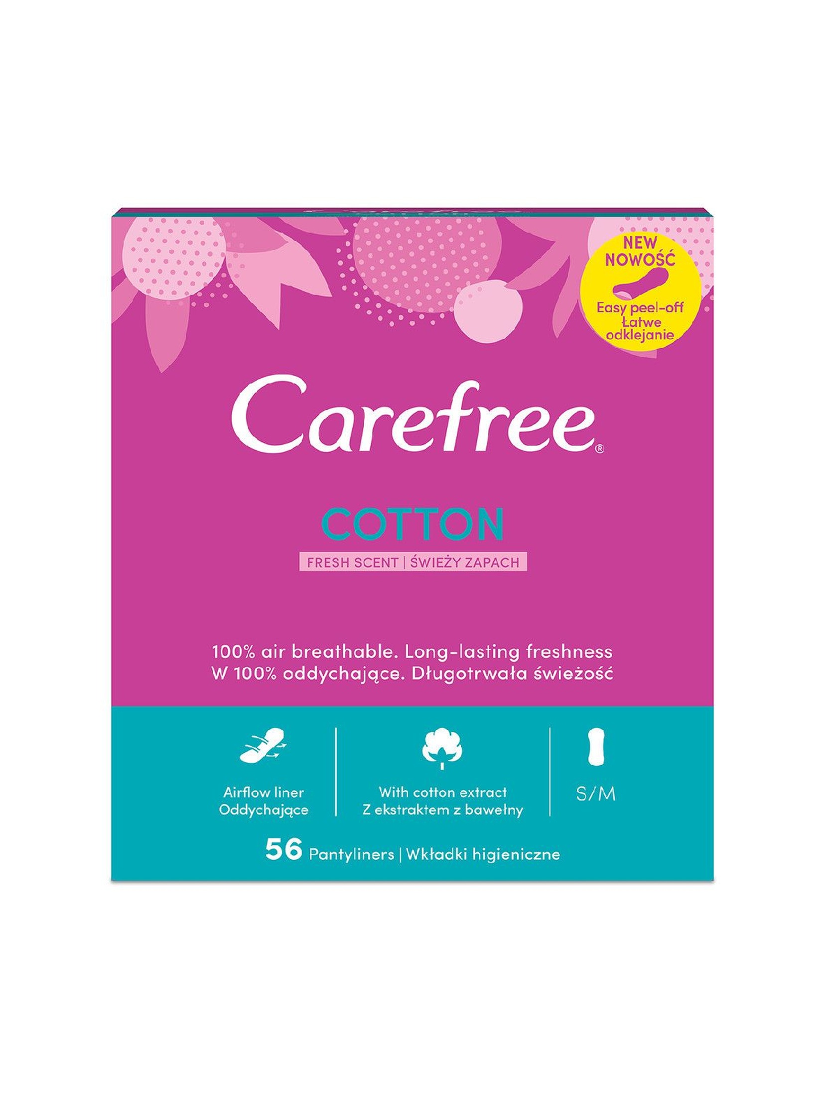 Wkładki higieniczne Carefree Cotton Fresh - 56 sztuk