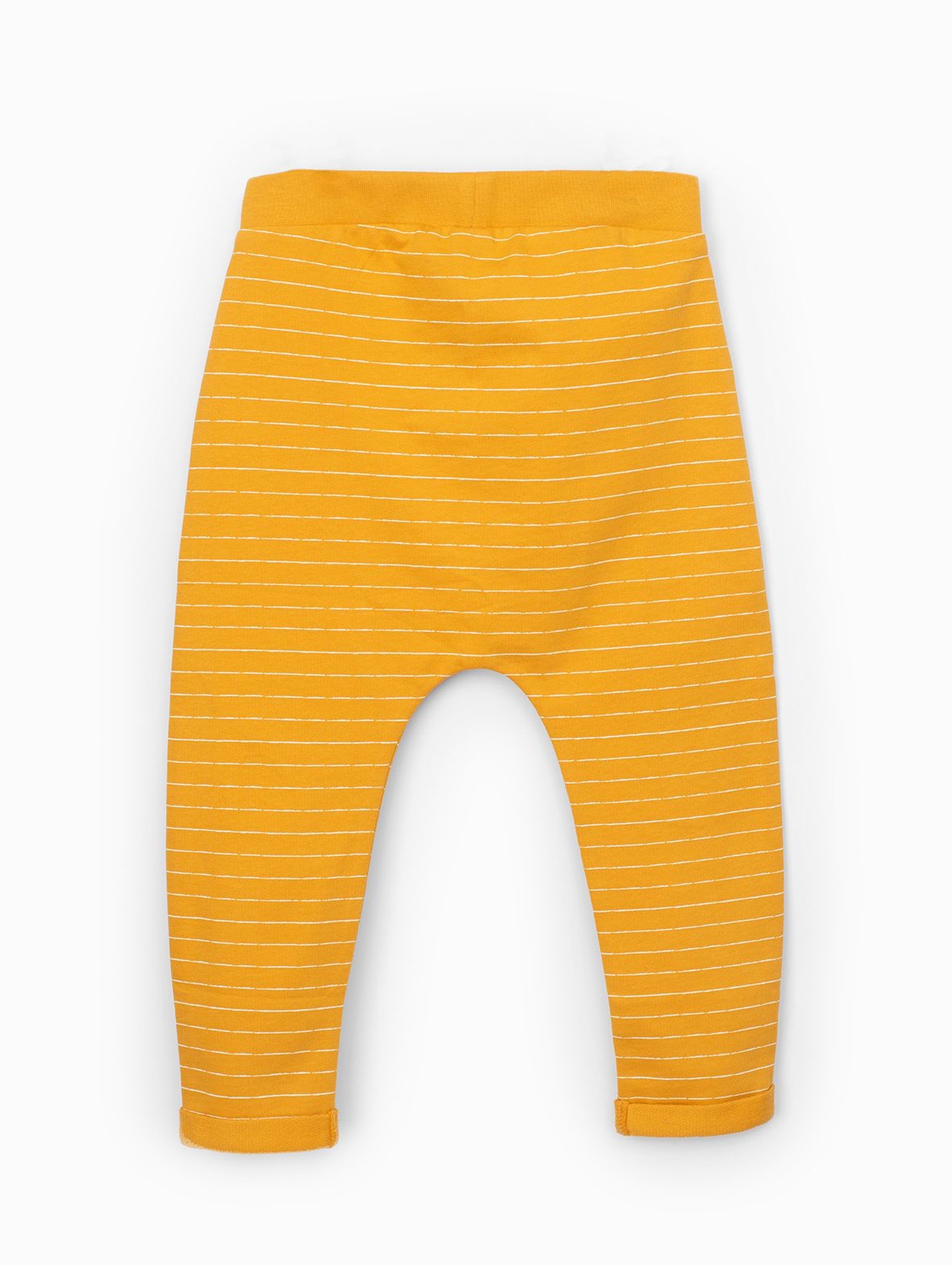 Żółte spodnie dresowe dla niemowlaka - ozdobne łaty