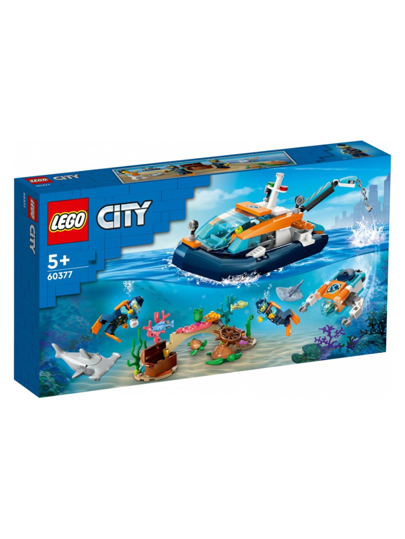 Klocki LEGO City 60377 Łódź do nurkowania badacza - 182 elementy, wiek 5 +