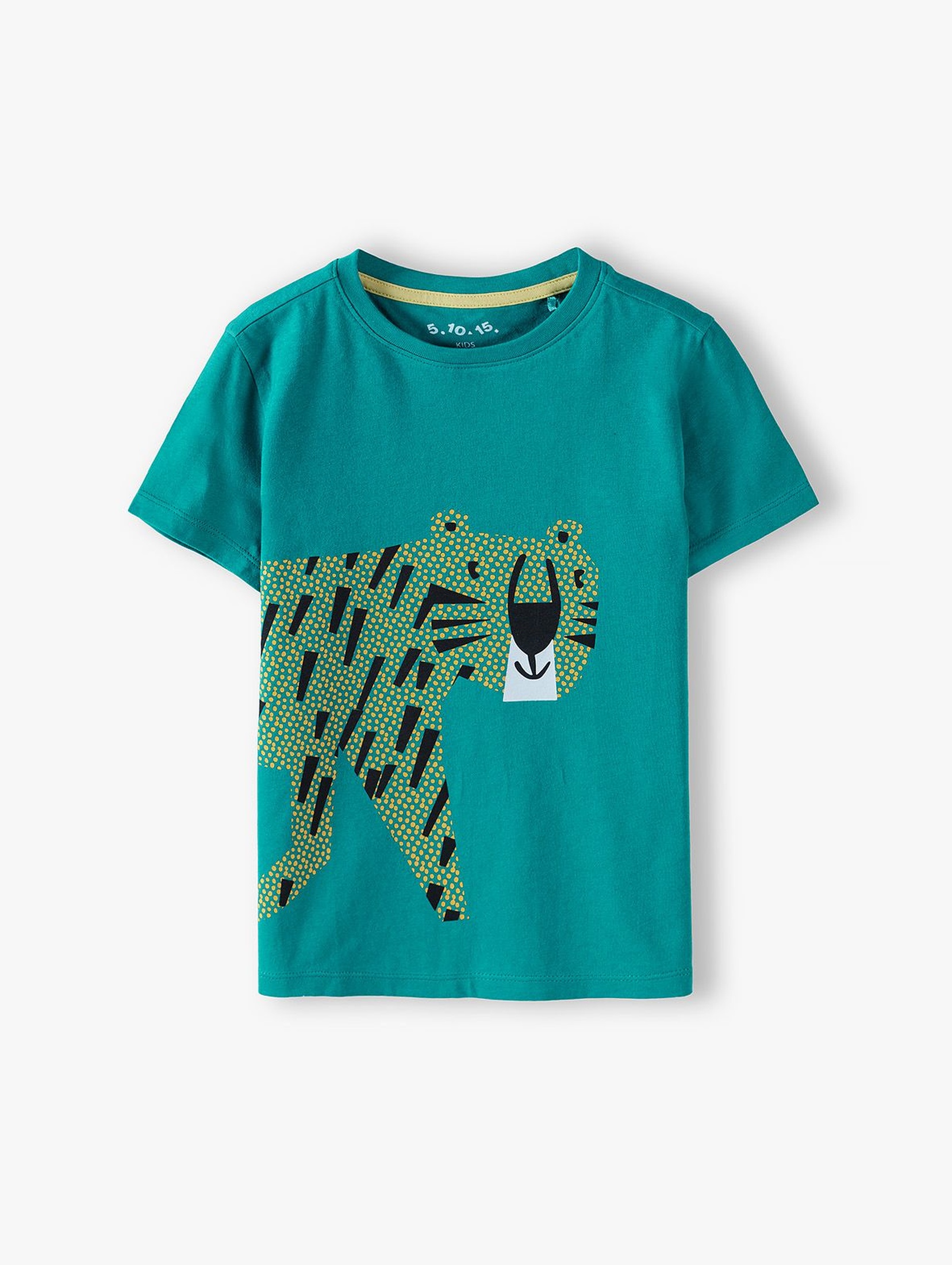 T-shirt chłopięcy w kolorze zielonym z tygryskiem