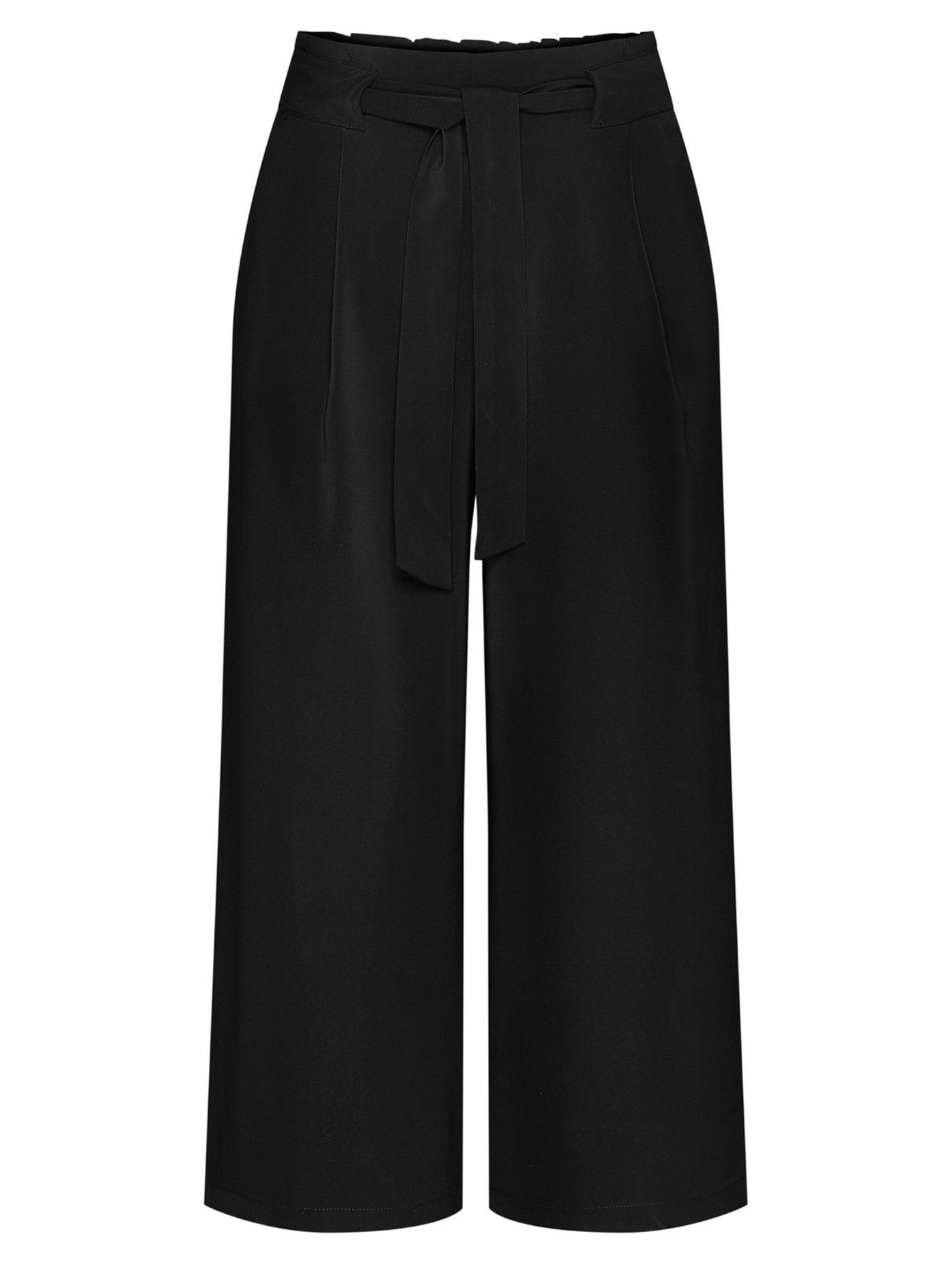 Czarne spodnie damskie z paskiem typu kulot