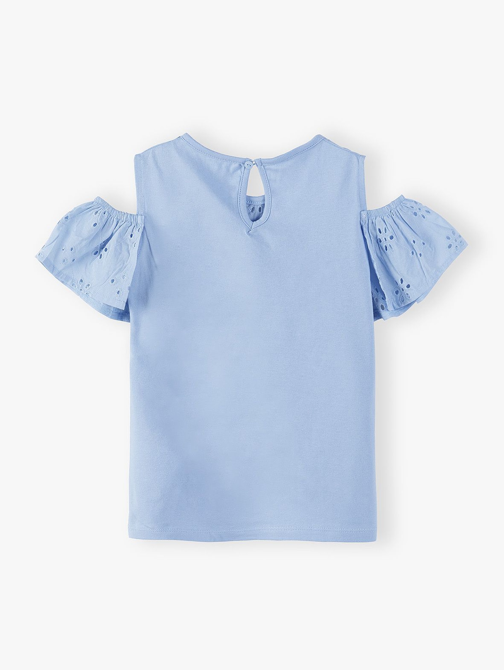 T-shirt dziewczęcy - niebieski z ozdobnymi haftami