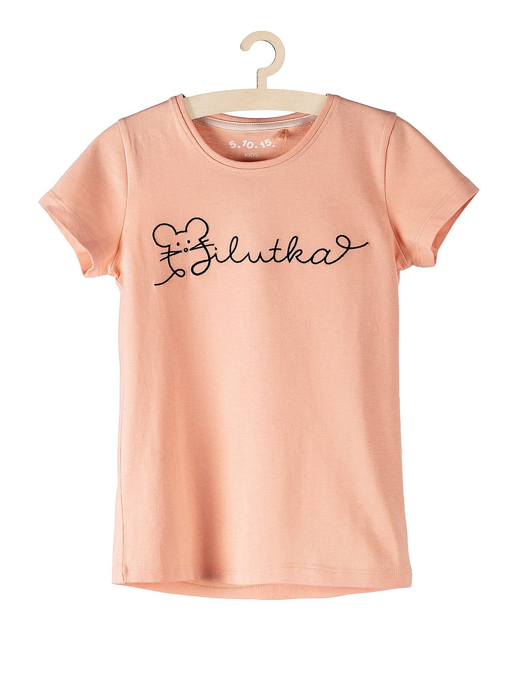 T-shirt bawełniany dla dziewczynki- różowy z napisem Milutka