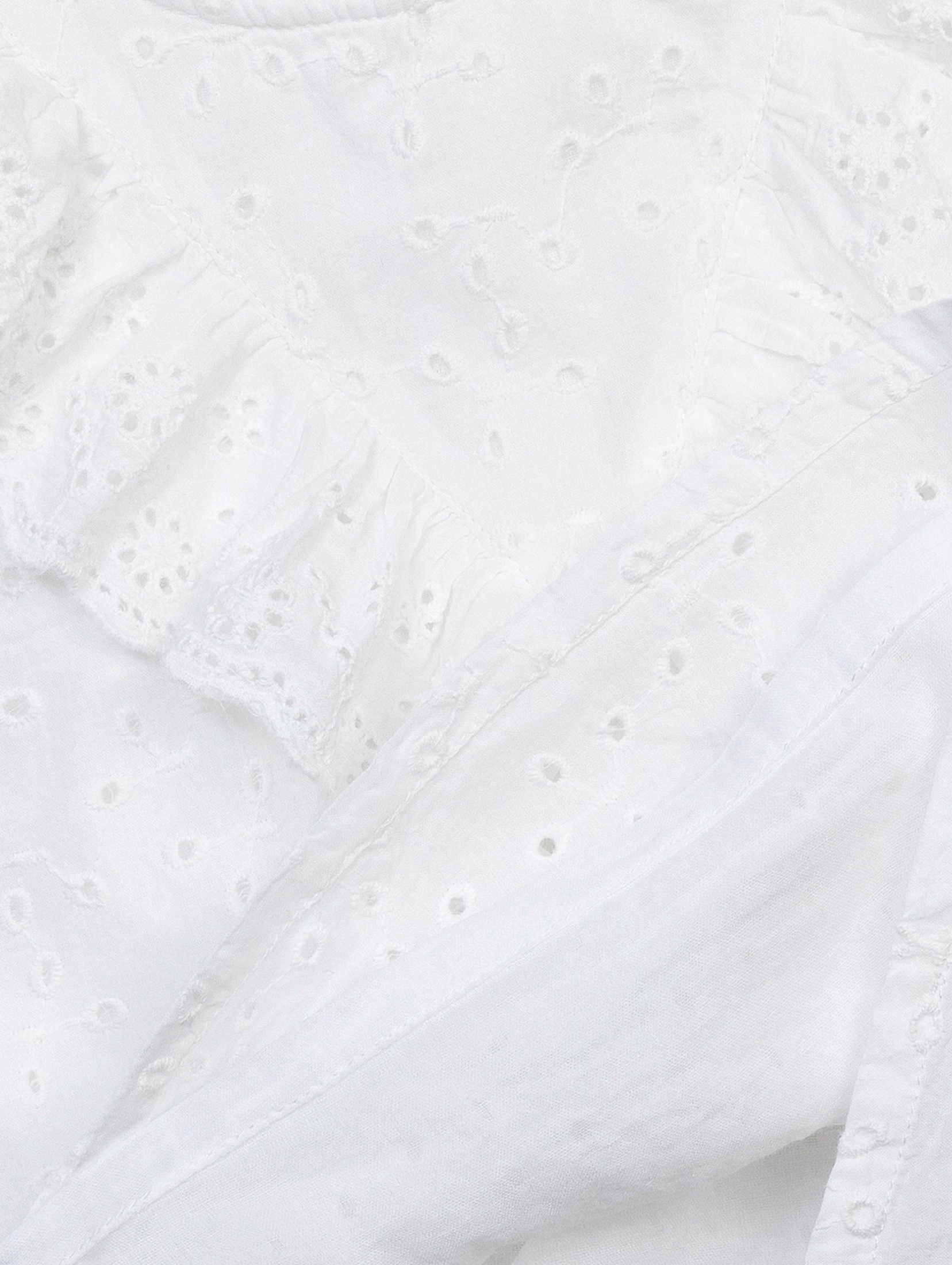 Biała bluzka dziewczęca haftowana z falbanką