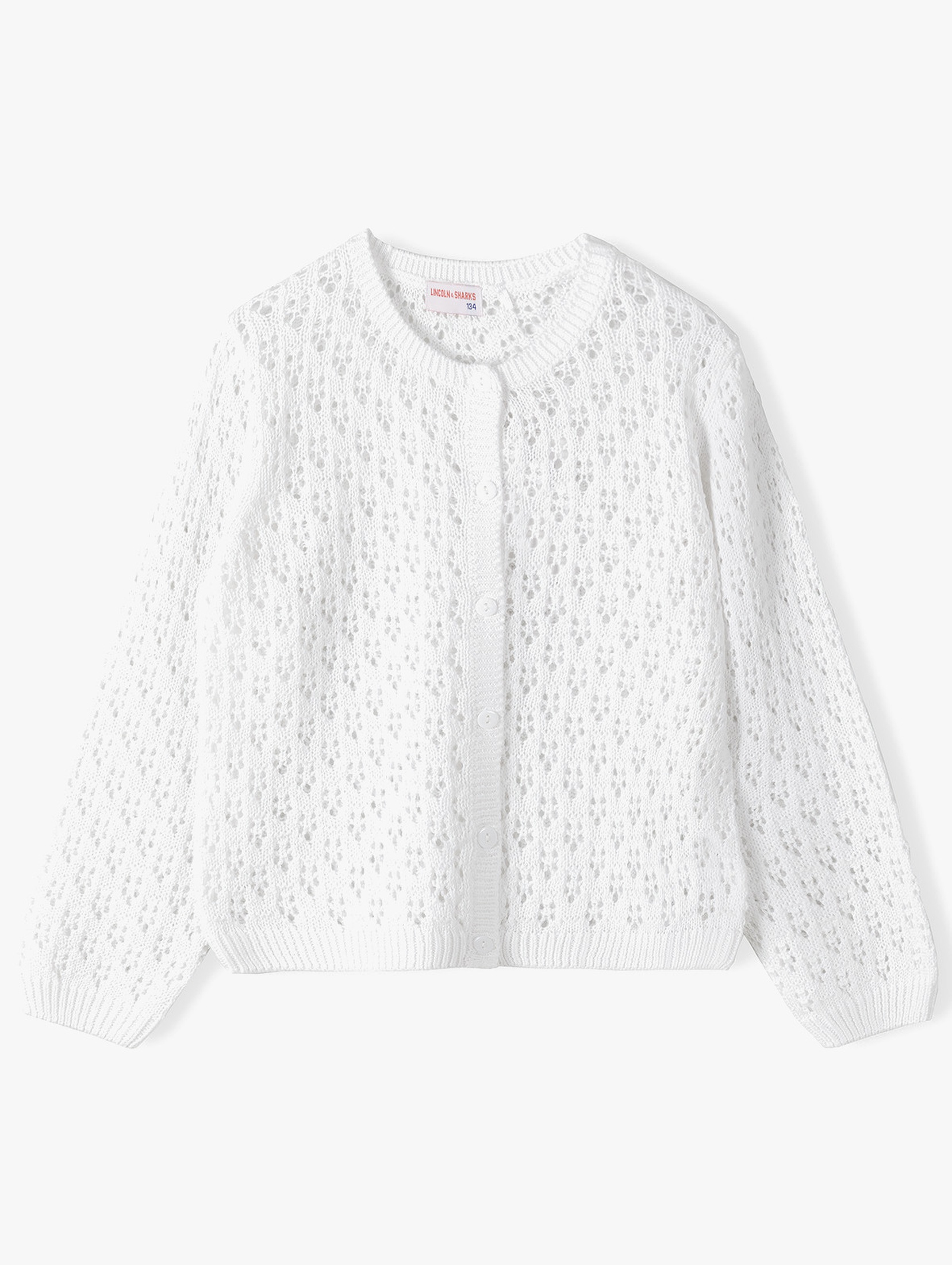 Biały ażurowy sweter dla dziewczynki - Lincoln&Sharks