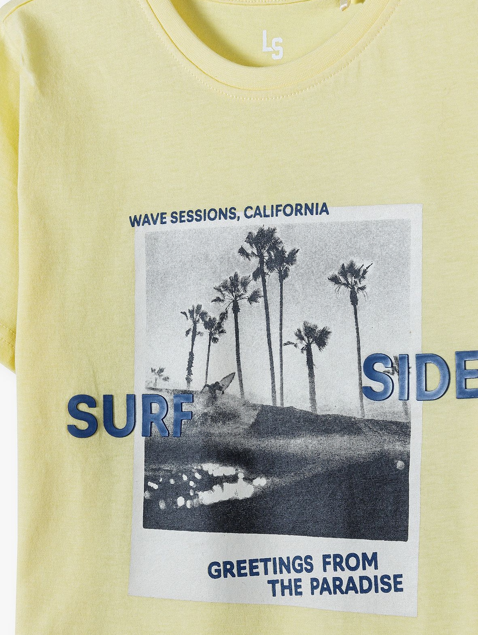 Bawełniany T-shirt dla chłopca - Surf - żółty