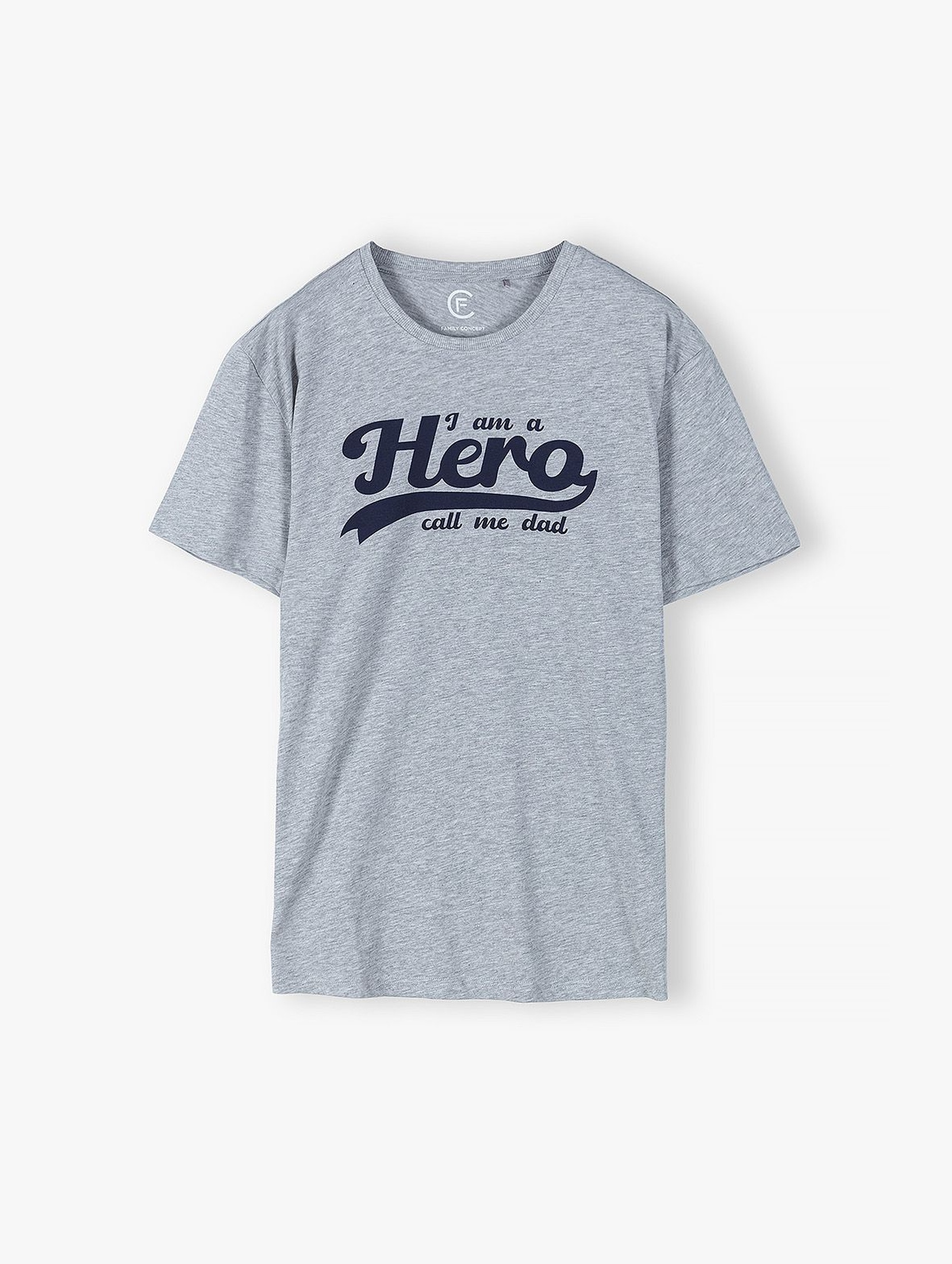 T-shirt dla mężczyzny szary z napisem- Hero - ubrania dla całej rodziny