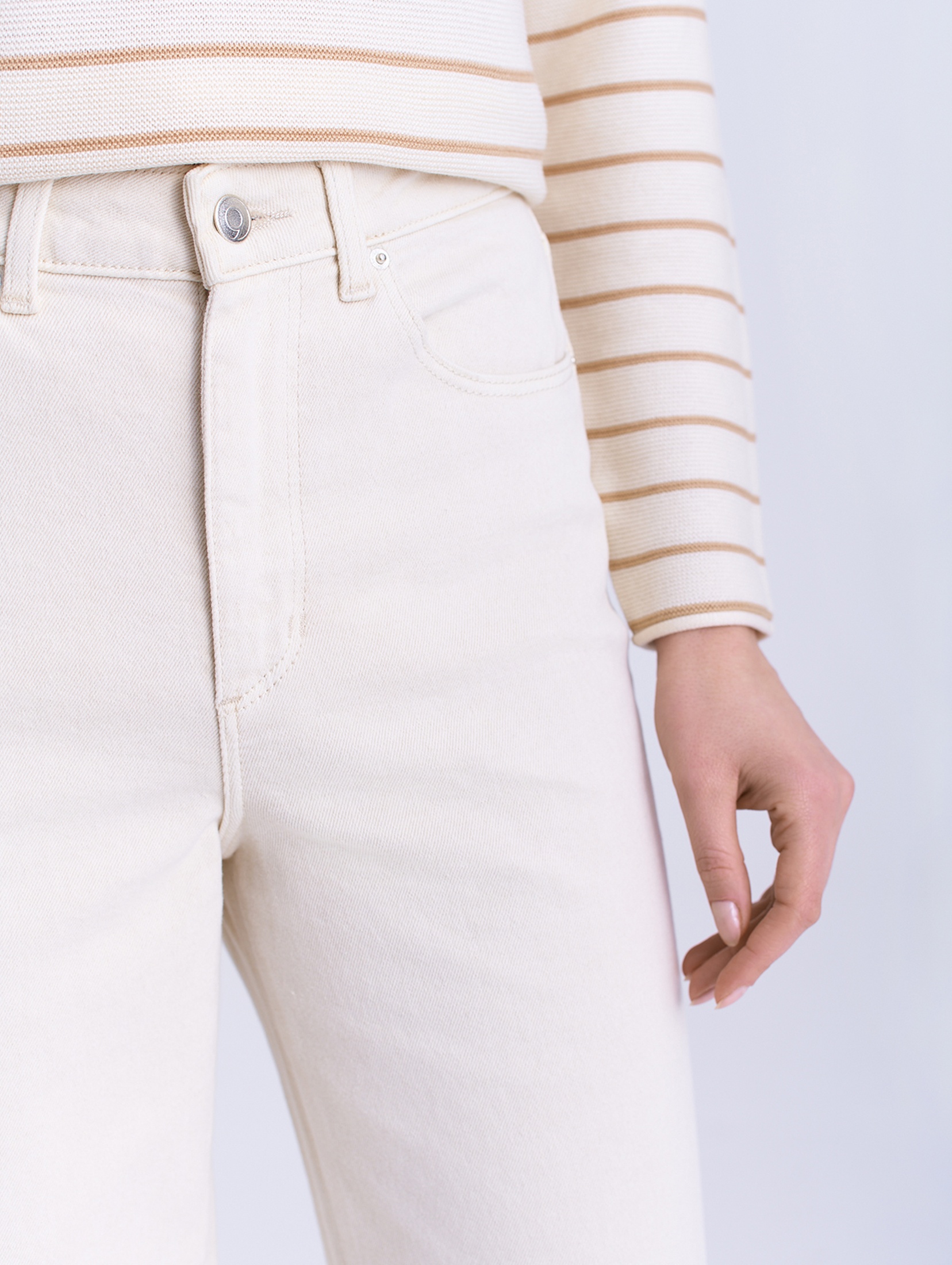 Spodnie jeansowe damskie ecru